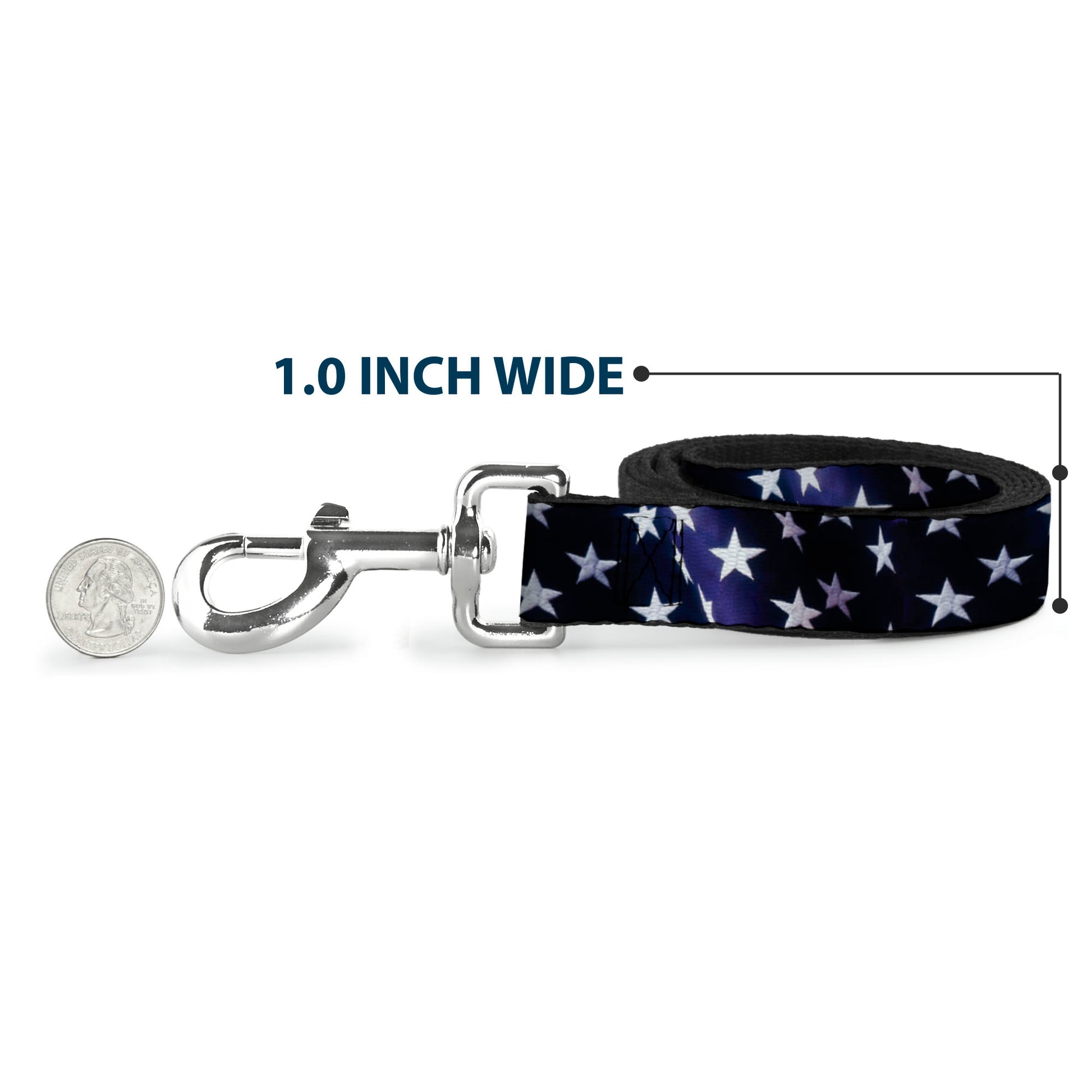 Dog Leash - American Flag Vivid Stars Blue/White Dog Leashes Buckle-Down