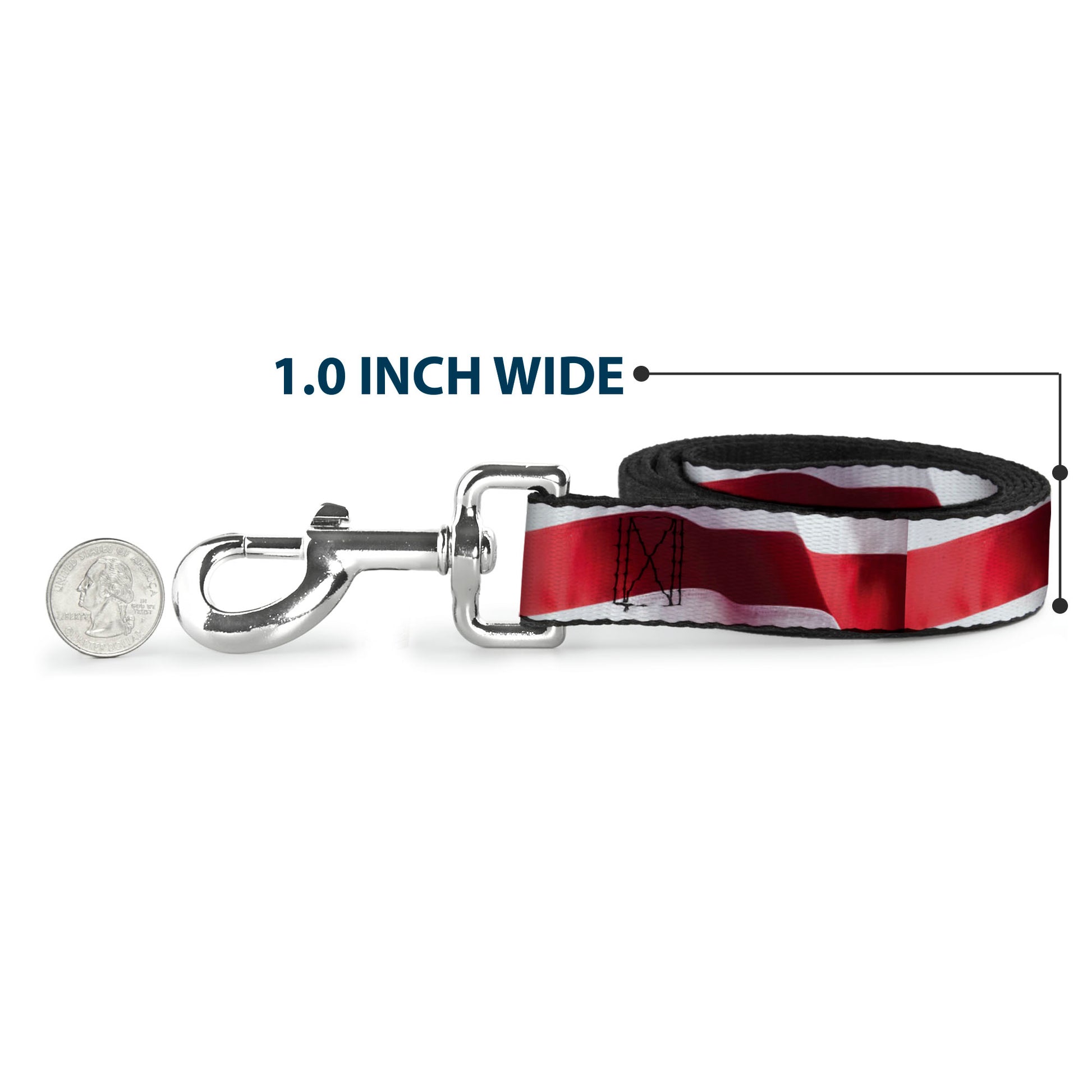 Dog Leash - American Flag Vivid Stripes CLOSE-UP Red/White Dog Leashes Buckle-Down
