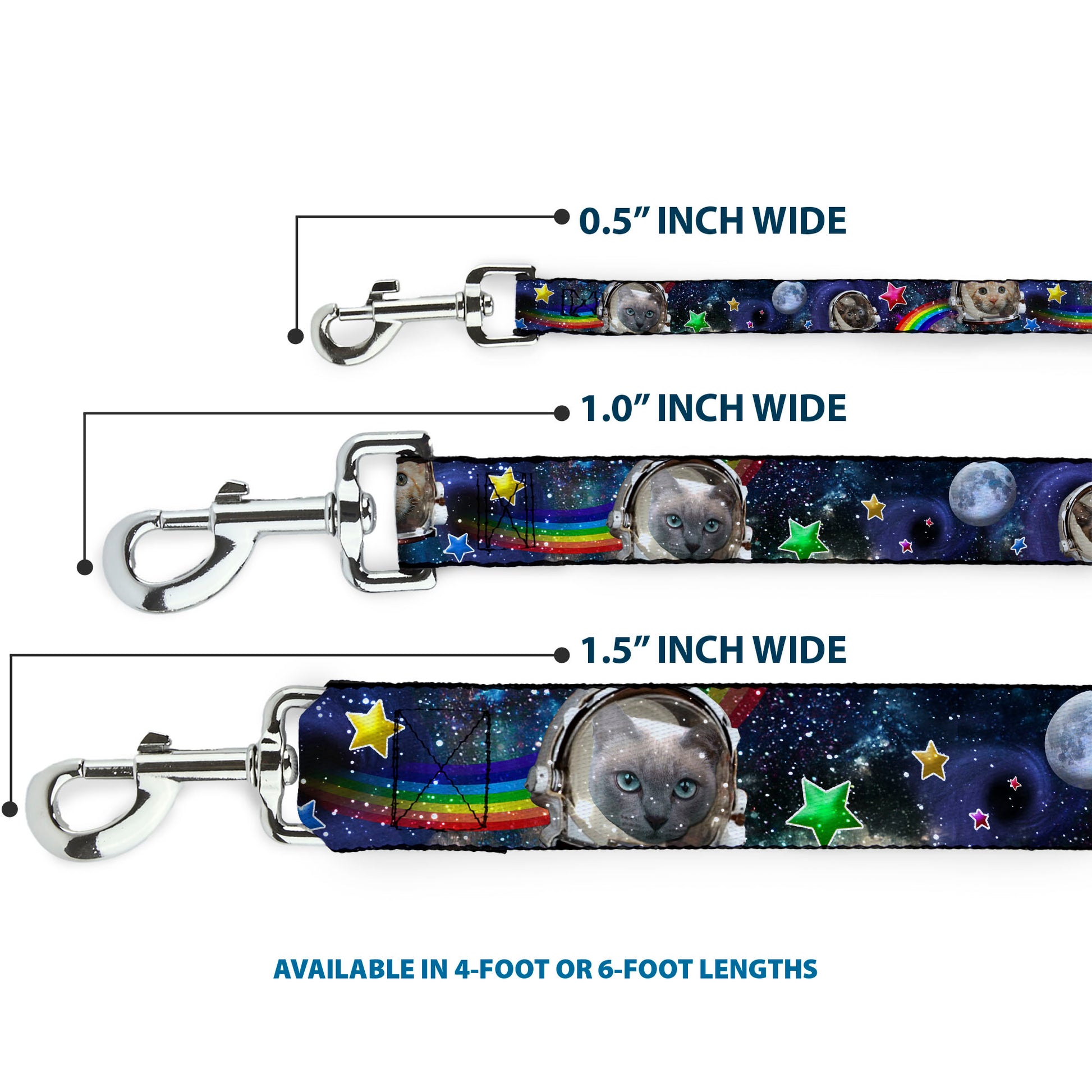 Dog Leash - Astronaut Cats in Space/Rainbows/Stars Dog Leashes Buckle-Down