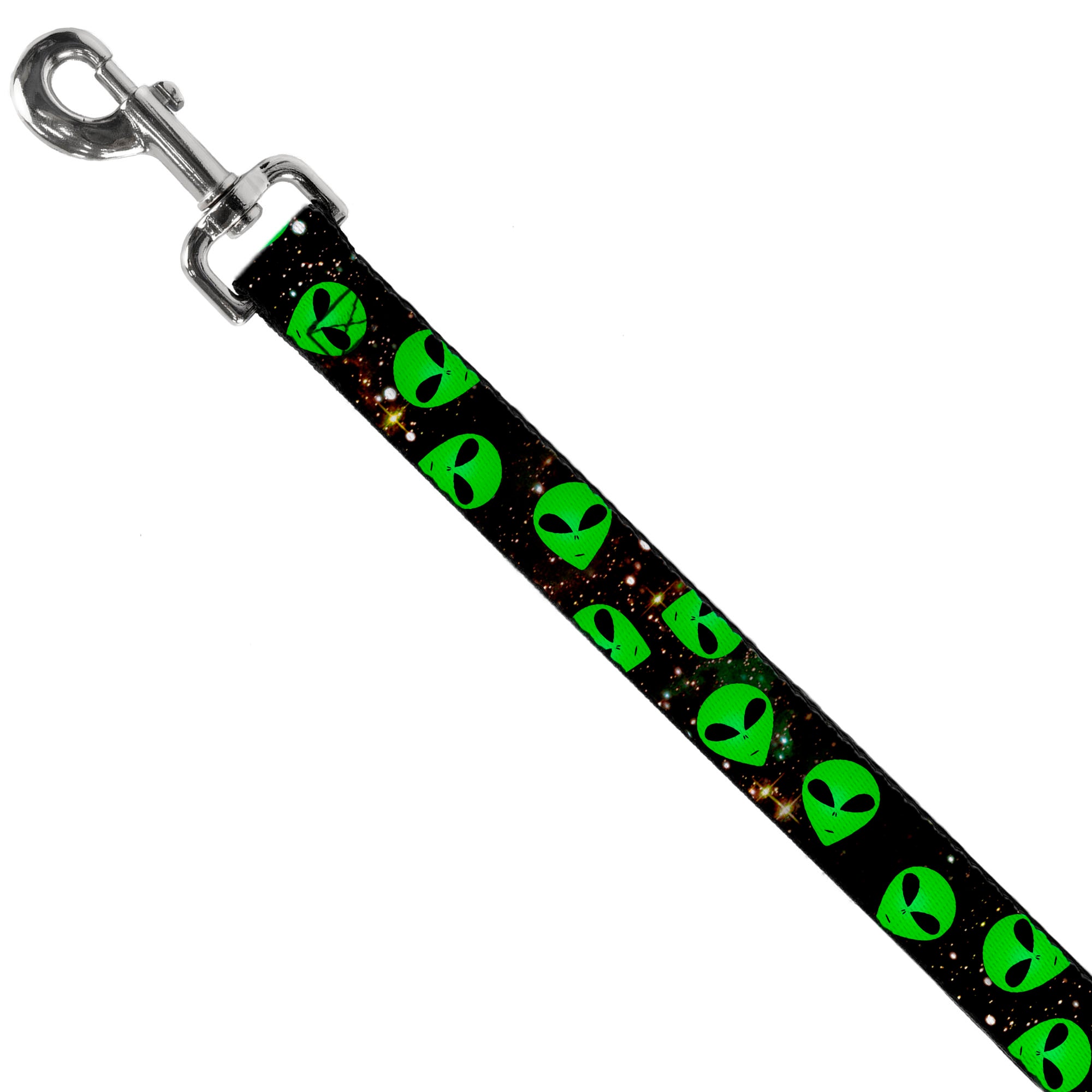 Dog Leash - Aliens Head Scattered Galaxy2/Green/Black Dog Leashes Buckle-Down