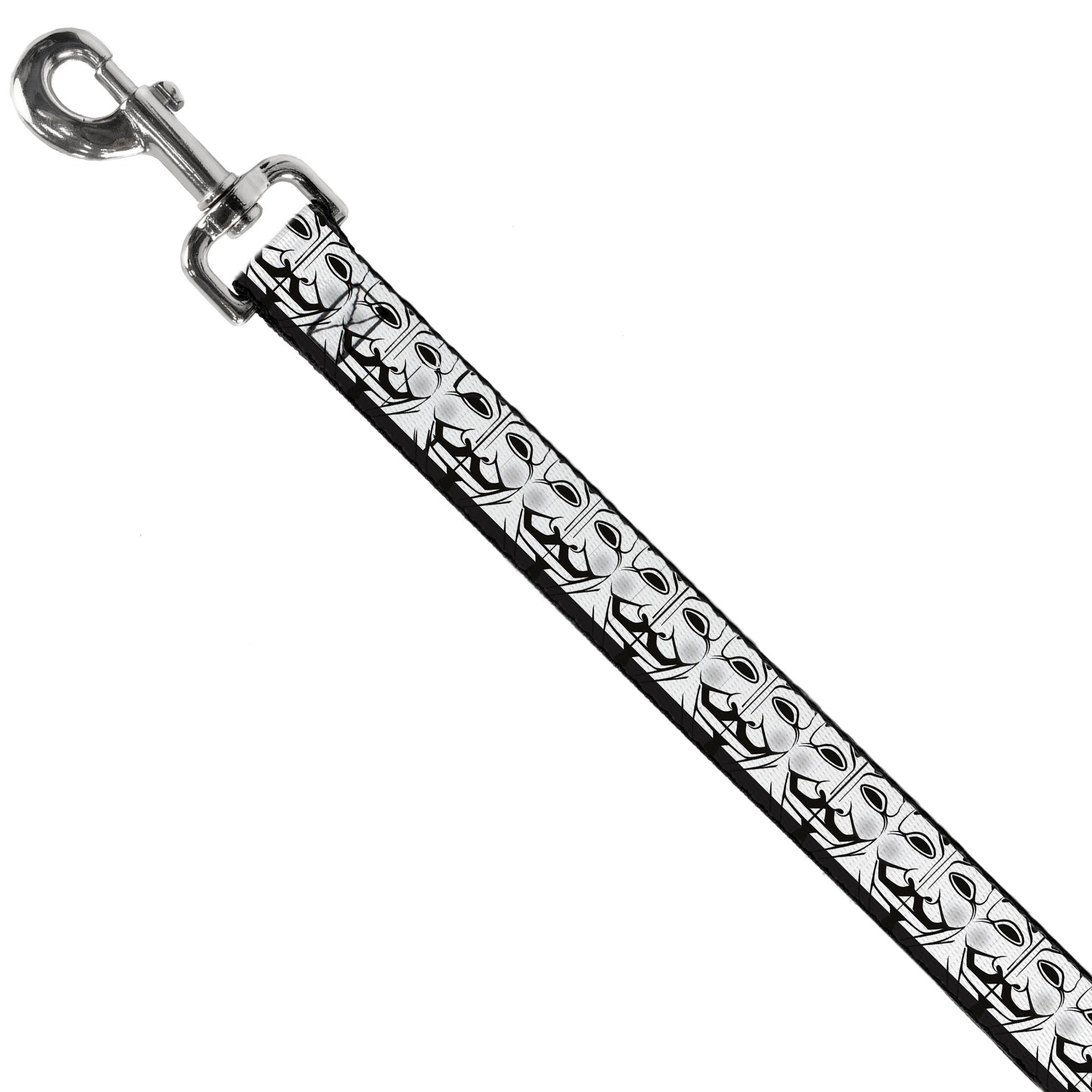 Dog Leash - Anonymous Face CLOSE-UP Repeat White/Black/Gray Dog Leashes Buckle-Down