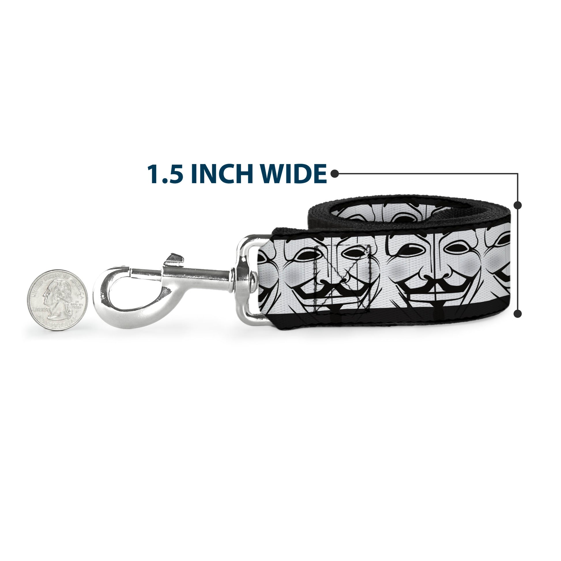 Dog Leash - Anonymous Face CLOSE-UP Repeat White/Black/Gray Dog Leashes Buckle-Down