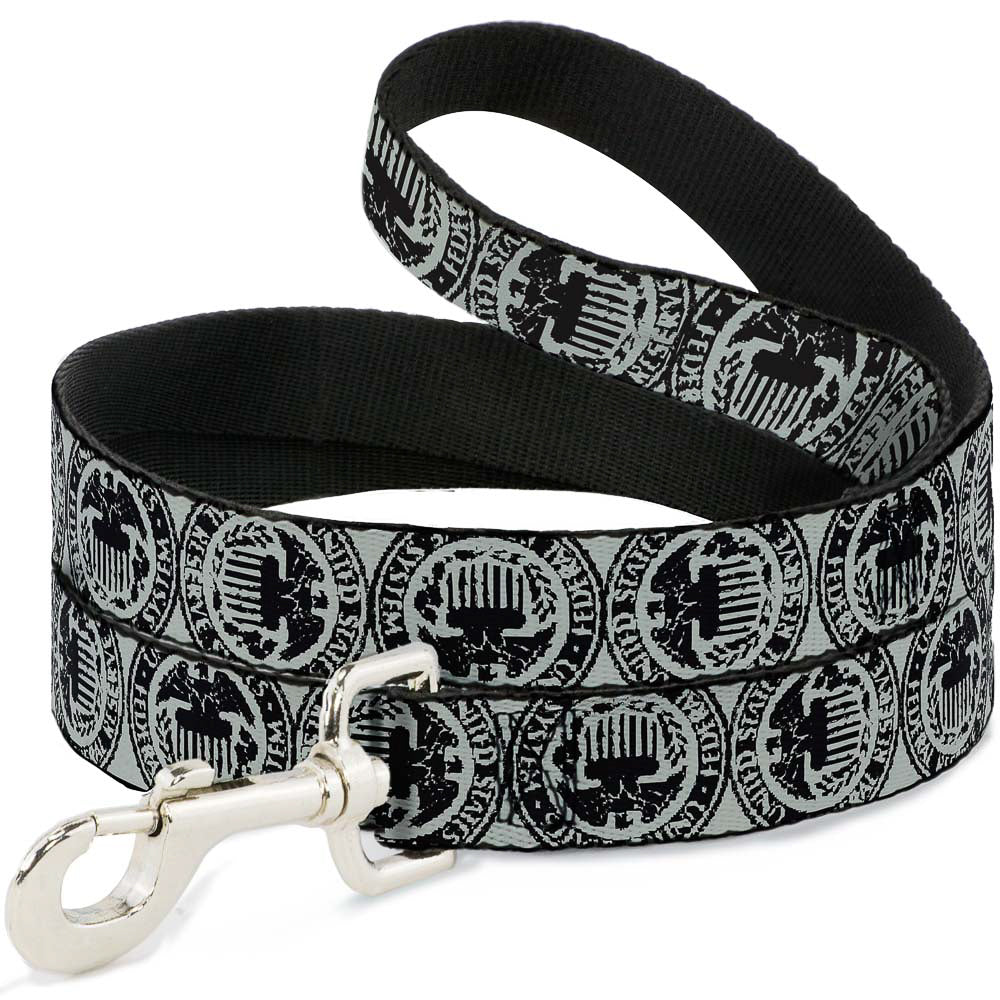Dog Leash - Americana Federal Reserve Seal Weathered Gray/Black Dog Leashes Buckle-Down