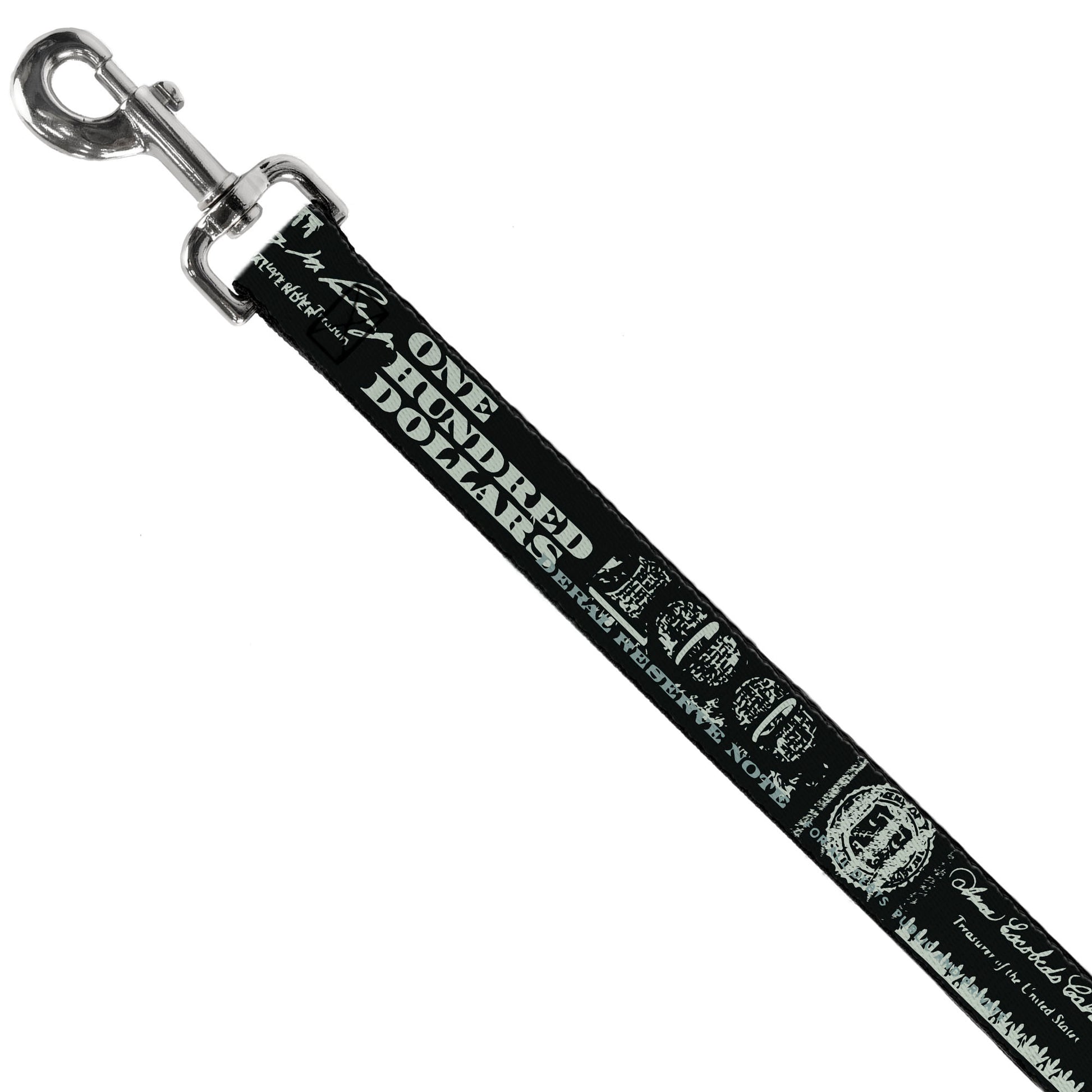 Dog Leash - Americana One Hundred Dollar Bill Elements Black/Gray Dog Leashes Buckle-Down