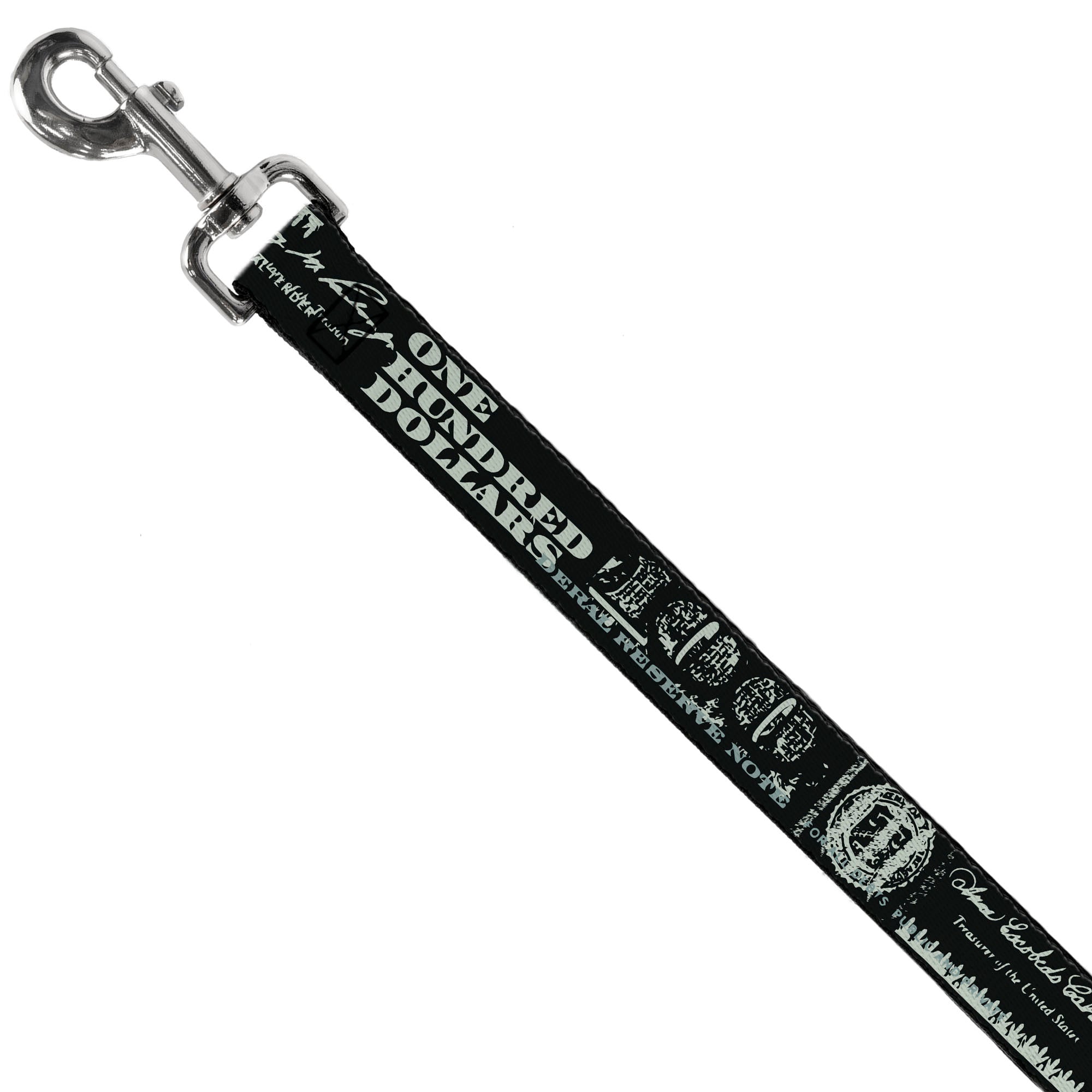 Dog Leash - Americana One Hundred Dollar Bill Elements Black/Gray Dog Leashes Buckle-Down