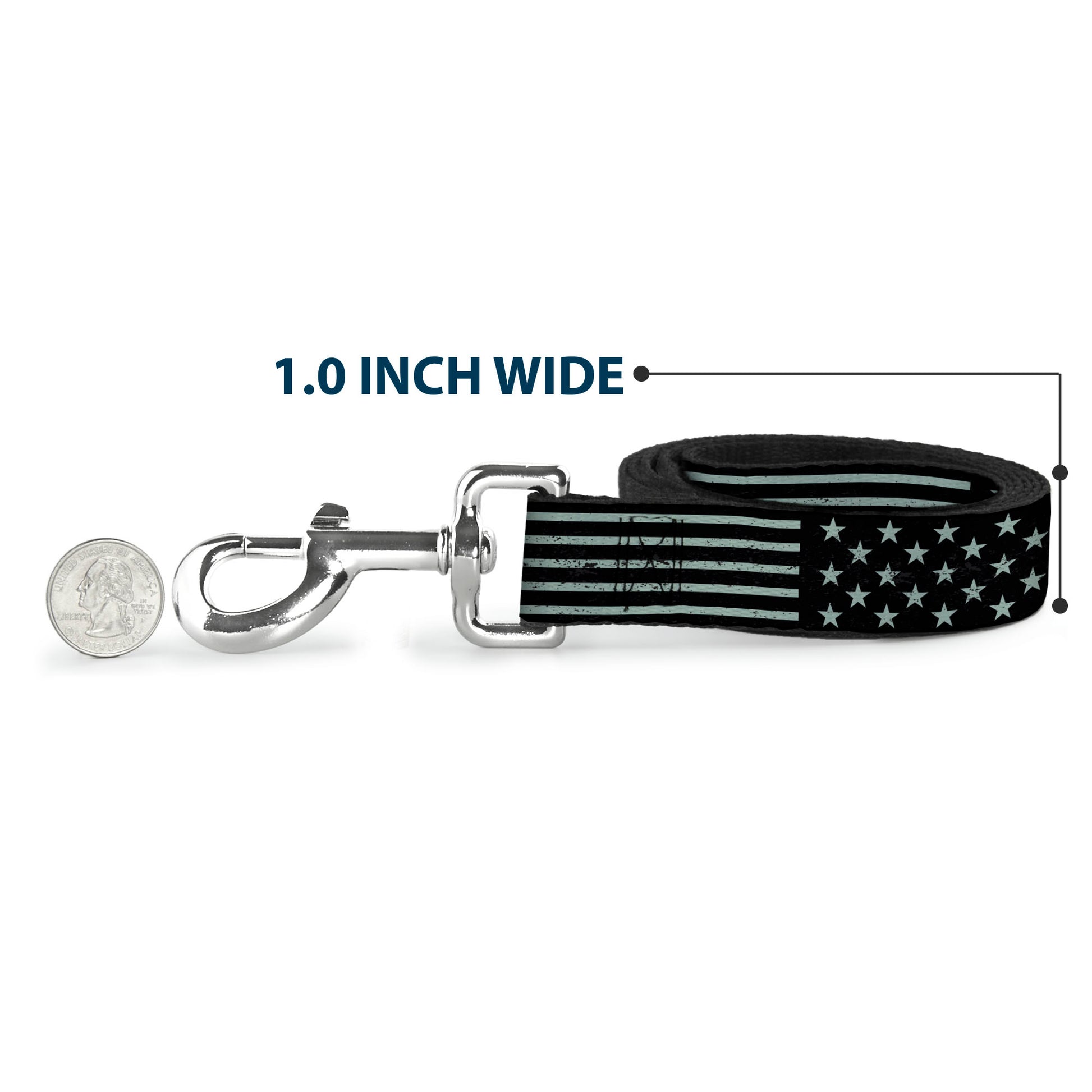Dog Leash - Americana Stars & Stripes2 Weathered Black/Gray Dog Leashes Buckle-Down