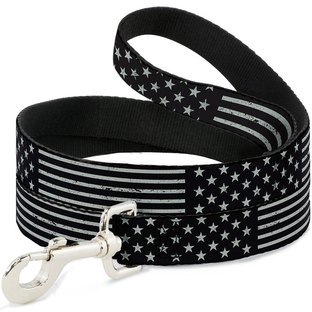 Dog Leash - Americana Stars & Stripes2 Weathered Black/Gray Dog Leashes Buckle-Down