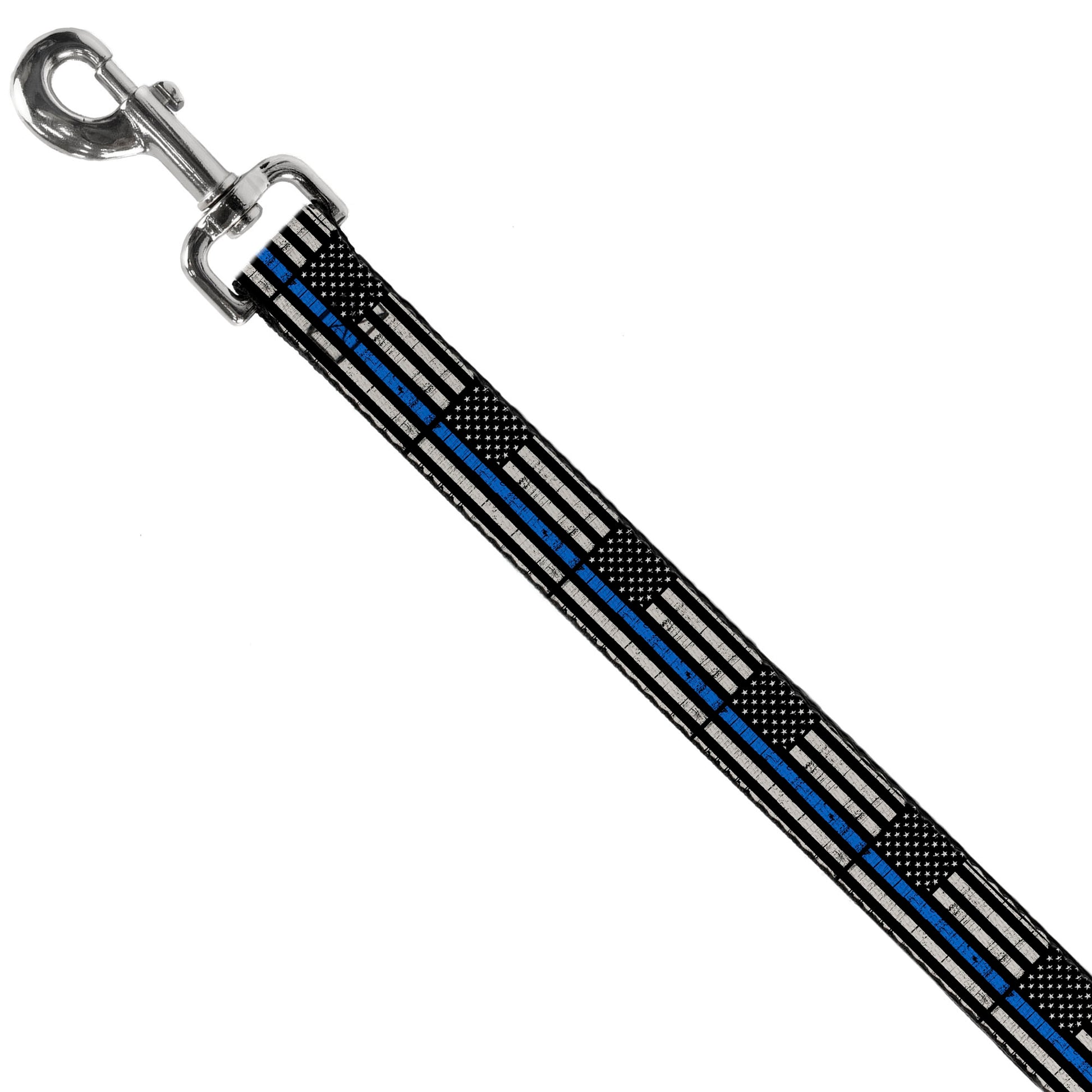 Dog Leash - Thin Blue Line Flag Weathered Black/Gray/Blue Dog Leashes Buckle-Down