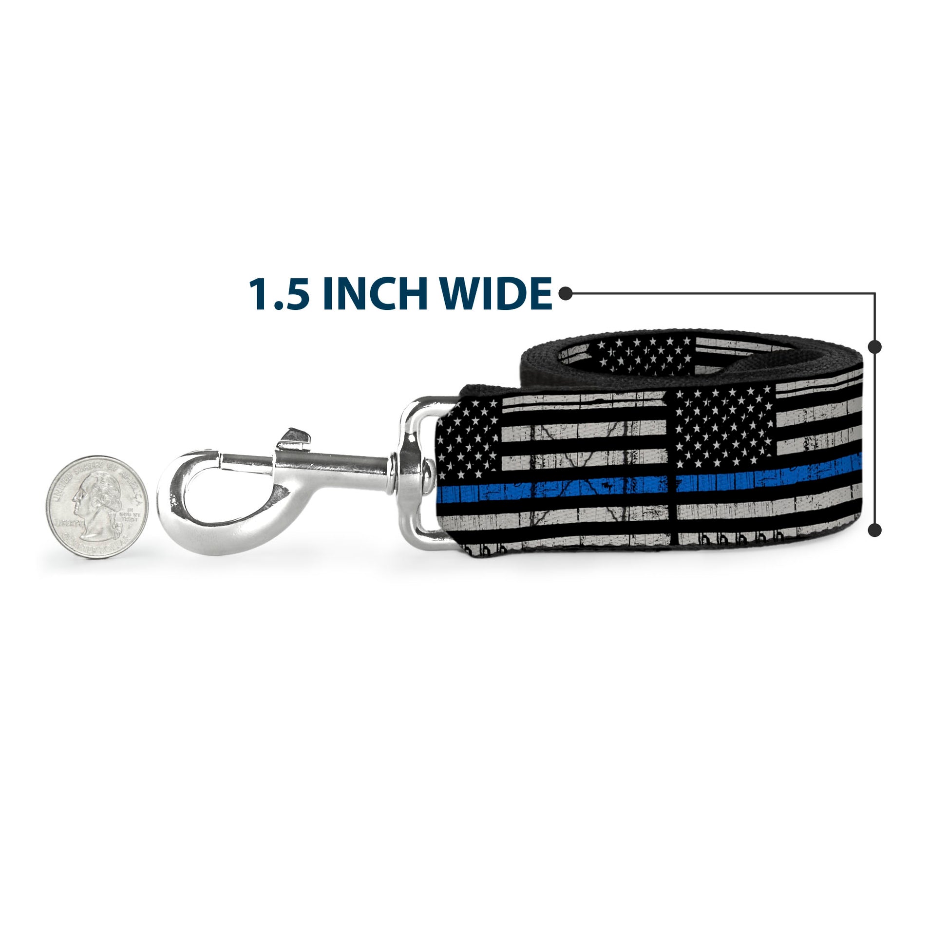 Dog Leash - Thin Blue Line Flag Weathered Black/Gray/Blue Dog Leashes Buckle-Down