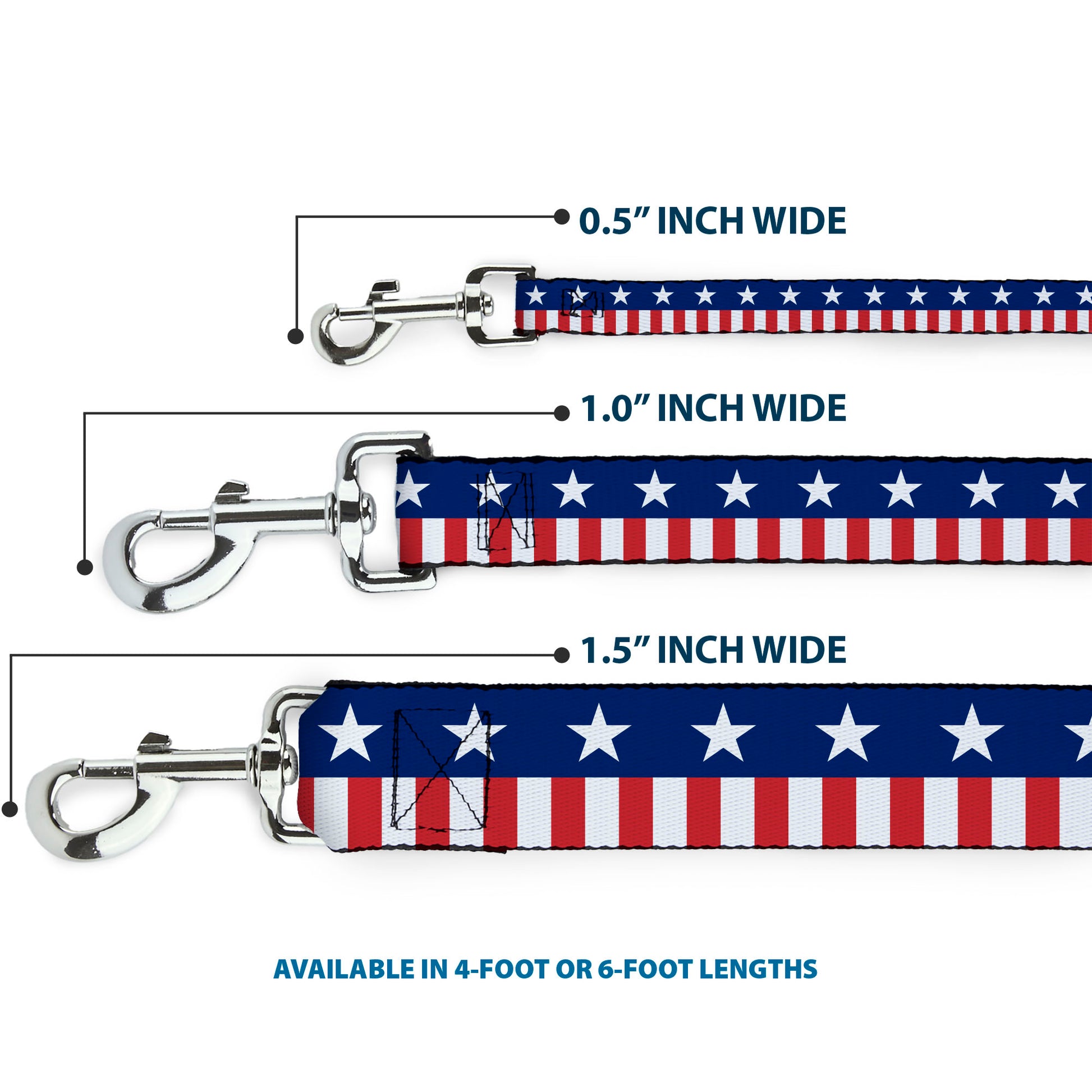 Dog Leash - Americana Stars & Stripes2 Blue/White/Red/White Dog Leashes Buckle-Down