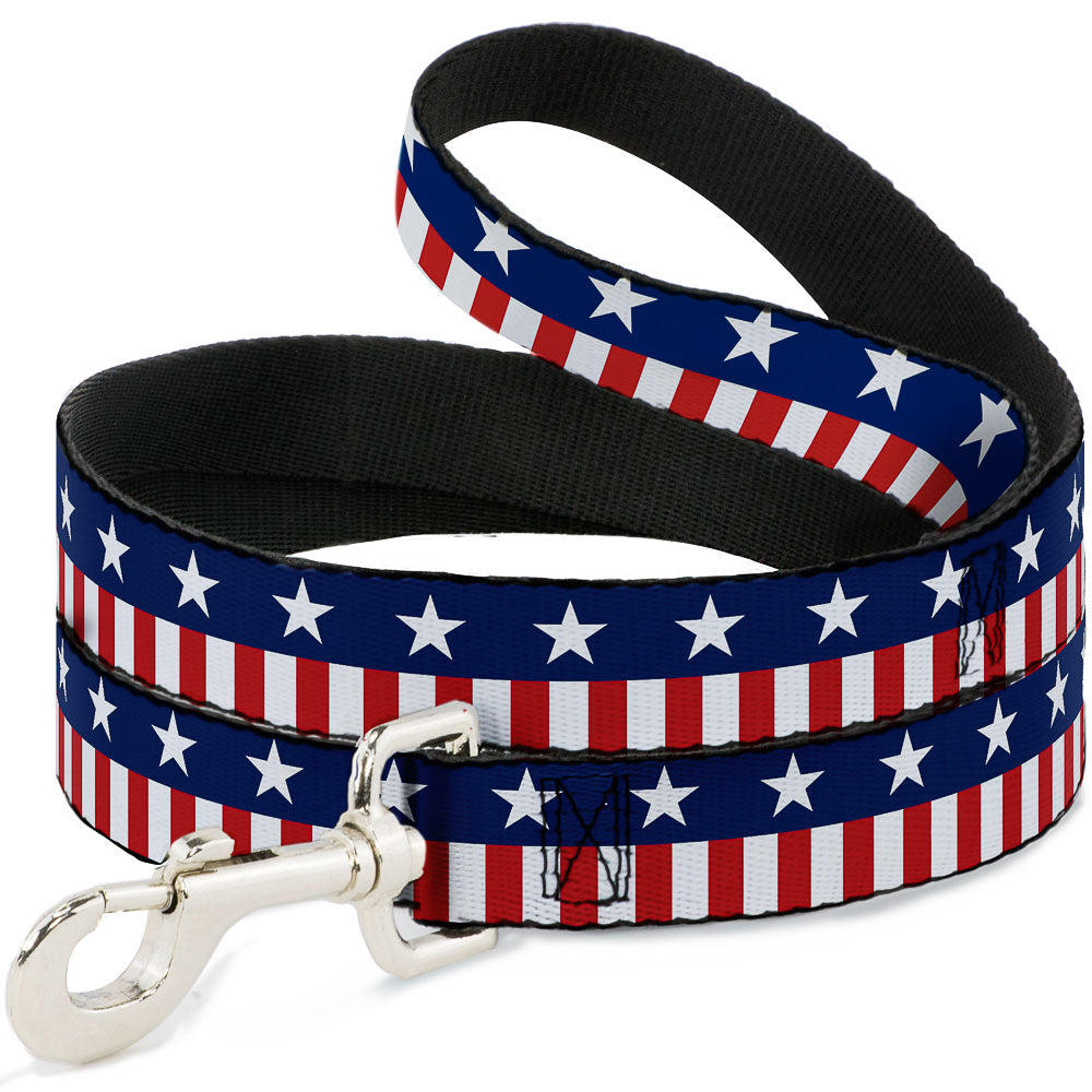 Dog Leash - Americana Stars & Stripes2 Blue/White/Red/White Dog Leashes Buckle-Down