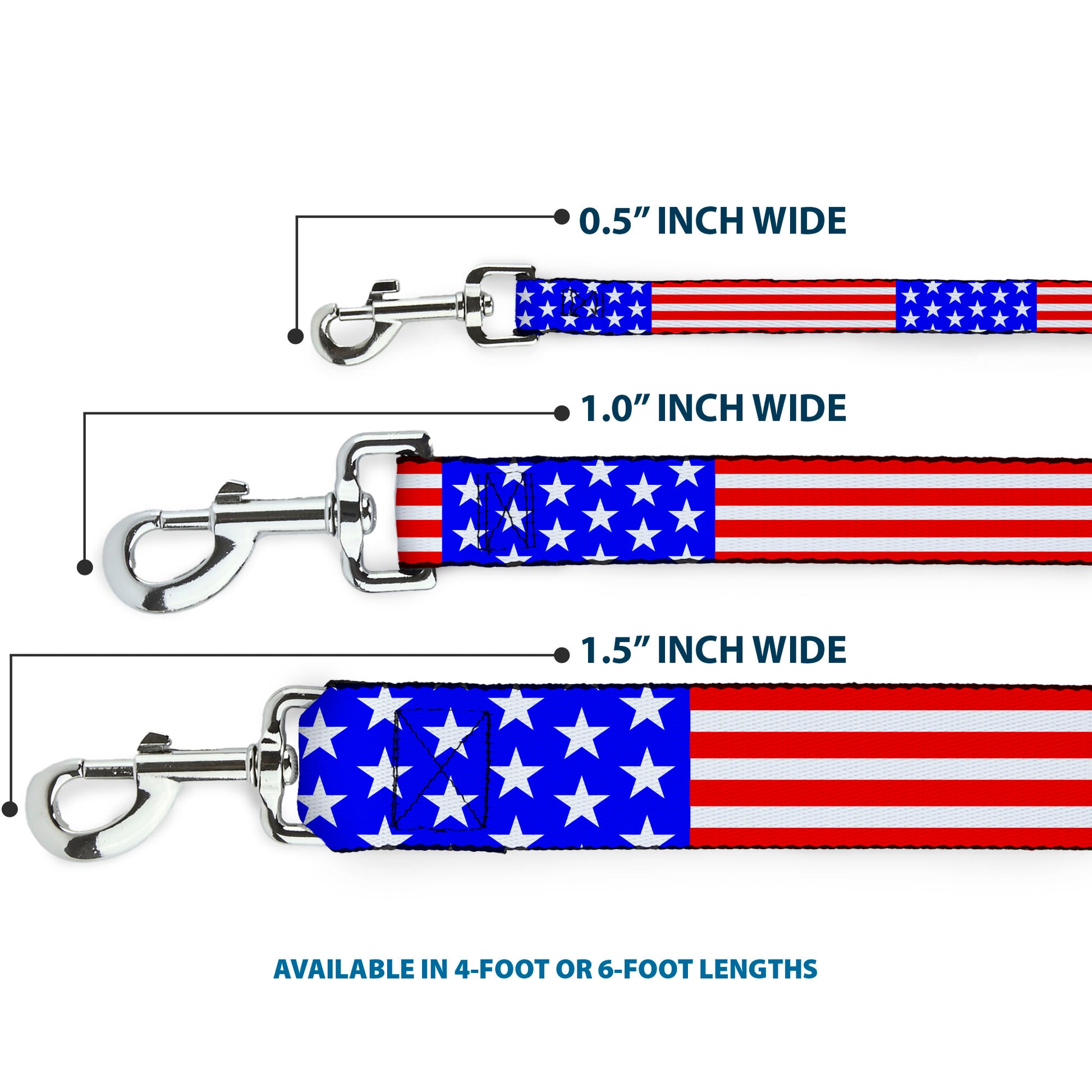 Dog Leash - Americana Stars & Stripes3 Red/White/Blue Dog Leashes Buckle-Down