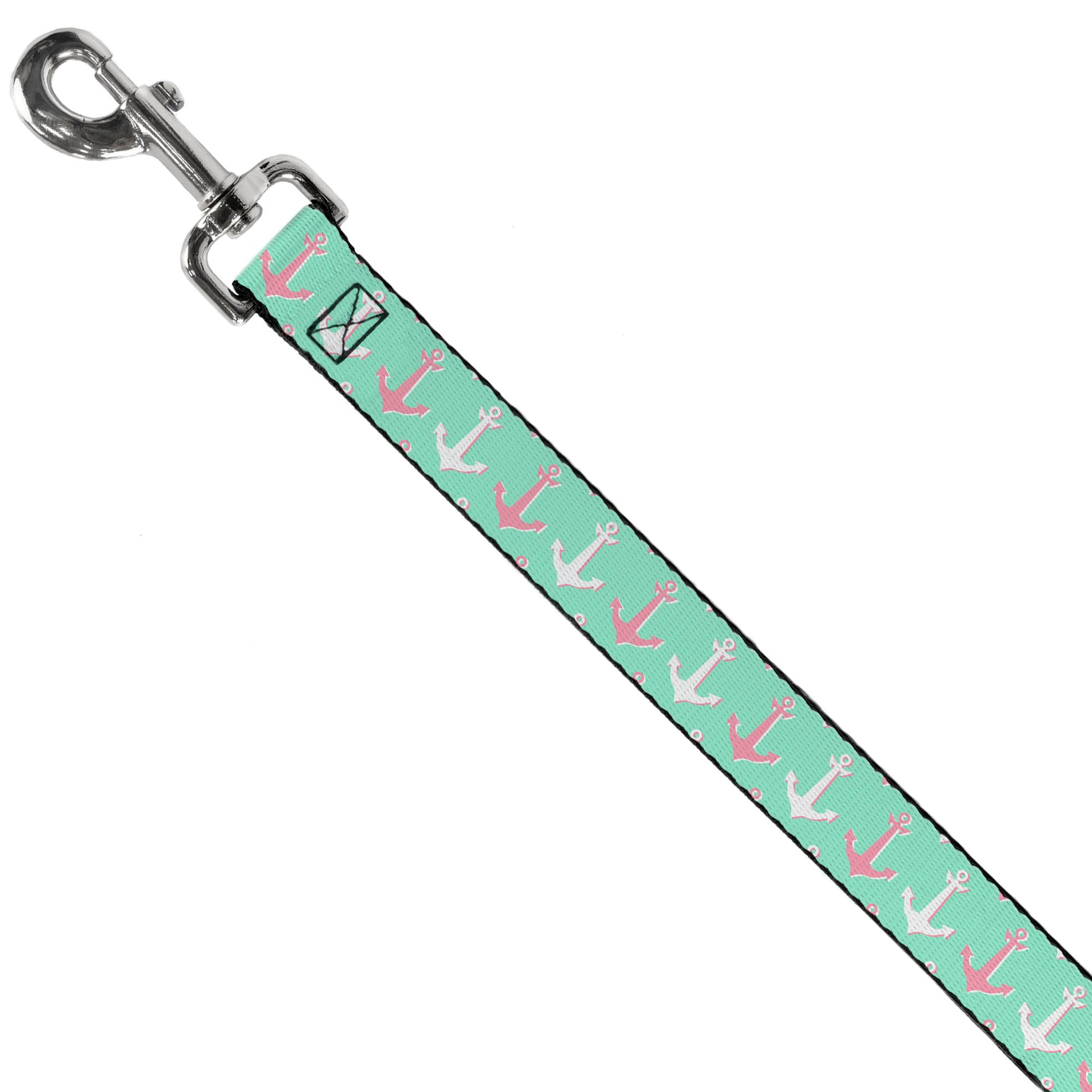 Dog Leash - Anchor2 CLOSE-UP Green/Pink/White Dog Leashes Buckle-Down