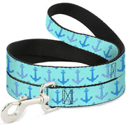 Dog Leash - Anchor2 CLOSE-UP Turquoise/Blues Dog Leashes Buckle-Down