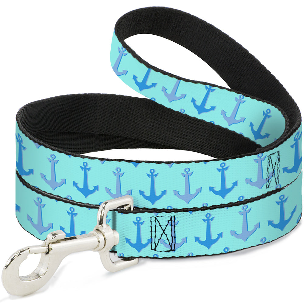 Dog Leash - Anchor2 CLOSE-UP Turquoise/Blues Dog Leashes Buckle-Down
