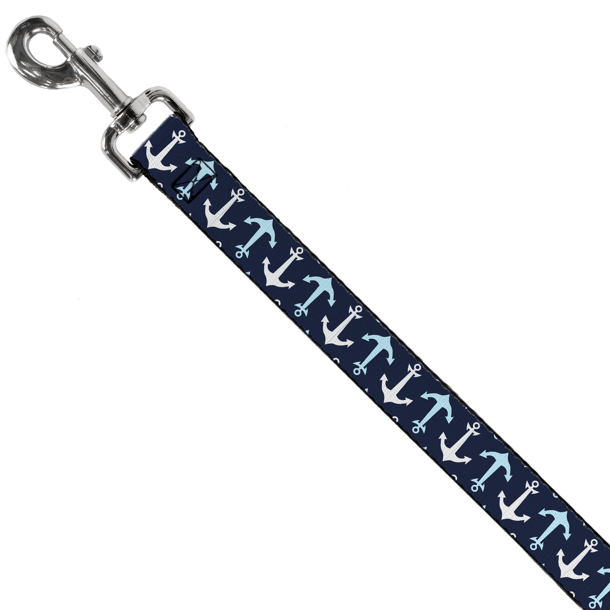 Dog Leash - Anchor2 Flip CLOSE-UP Navy/Baby Blue/White Dog Leashes Buckle-Down
