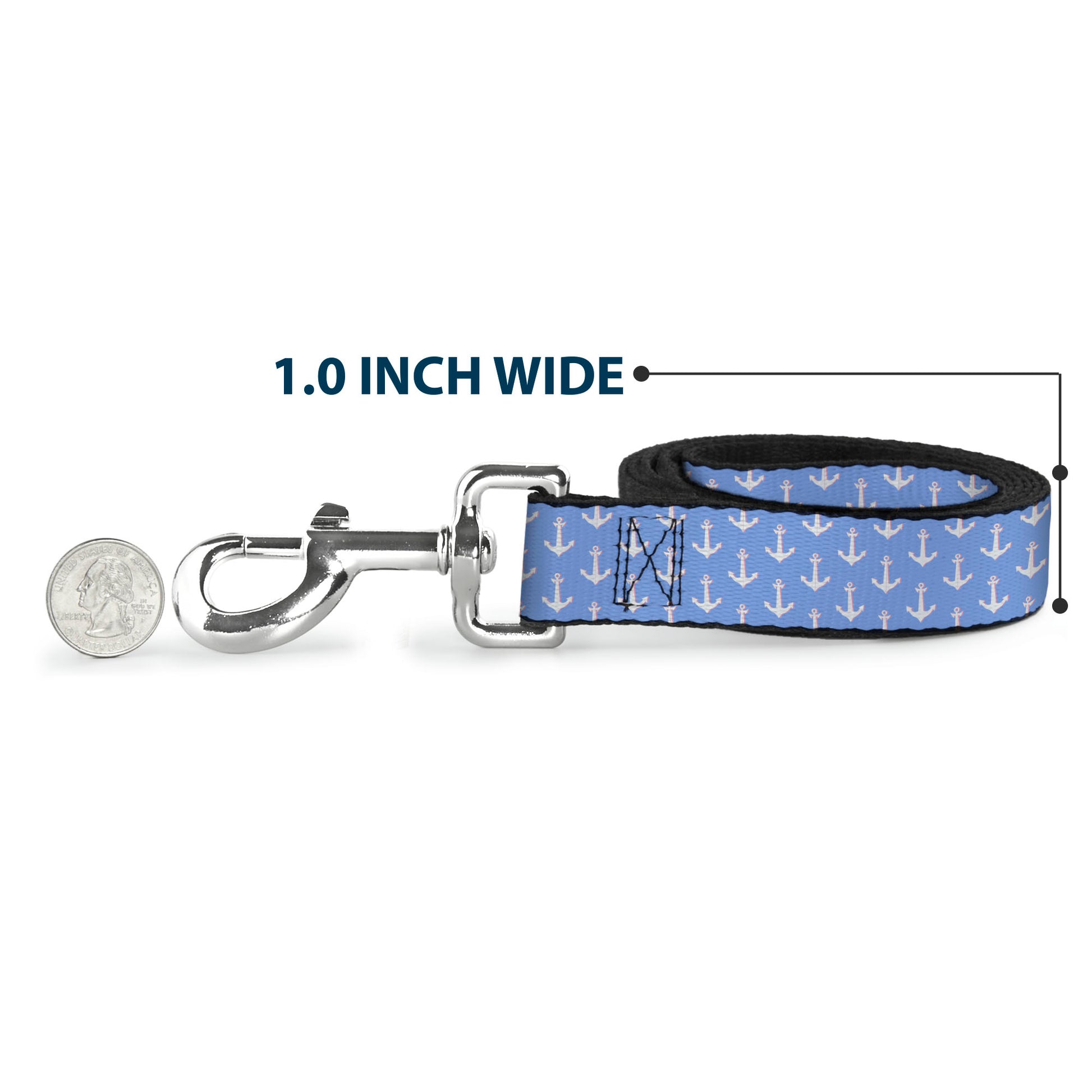 Dog Leash - Anchor2 Monogram Baby Blue/Baby Pink/White Dog Leashes Buckle-Down