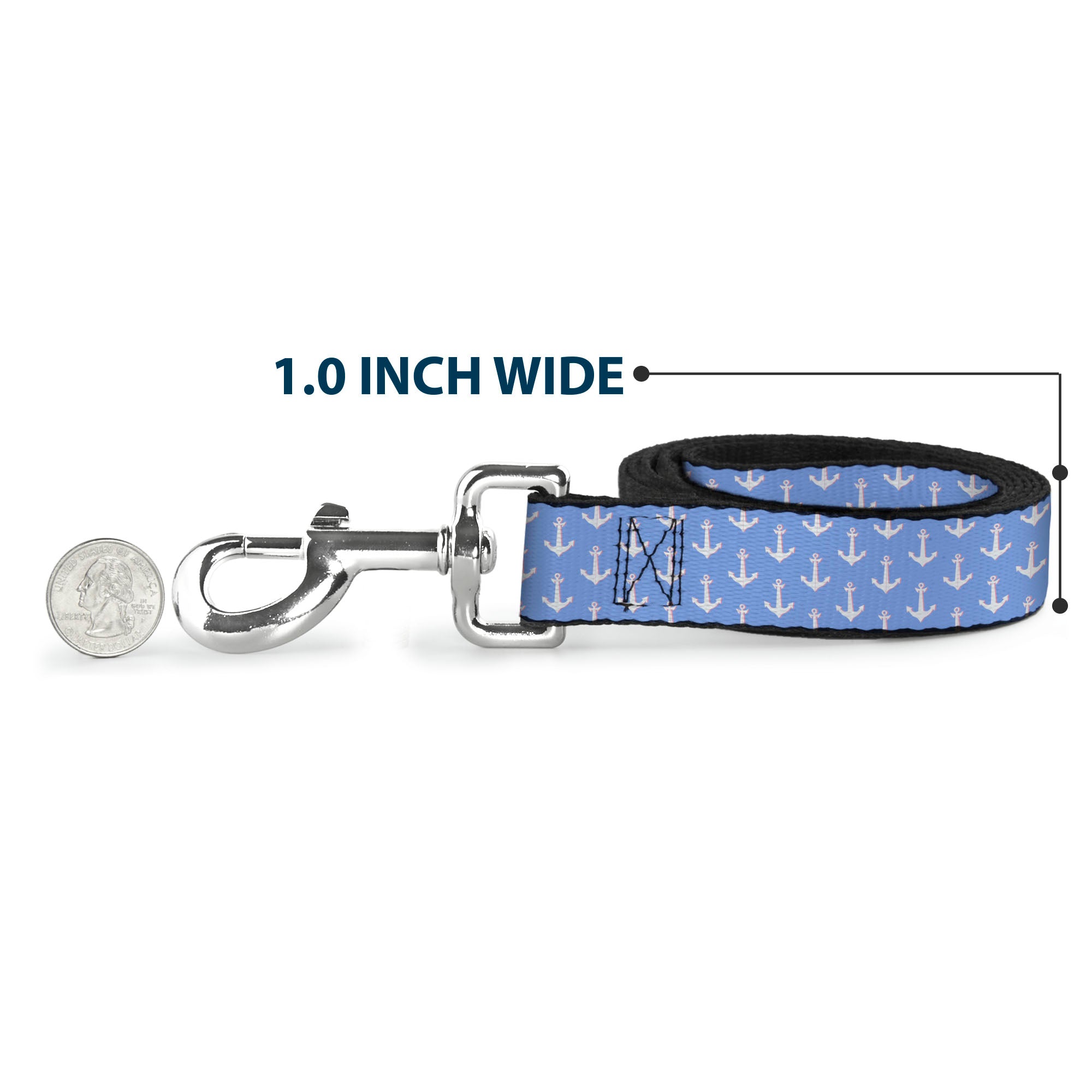 Dog Leash - Anchor2 Monogram Baby Blue/Baby Pink/White Dog Leashes Buckle-Down