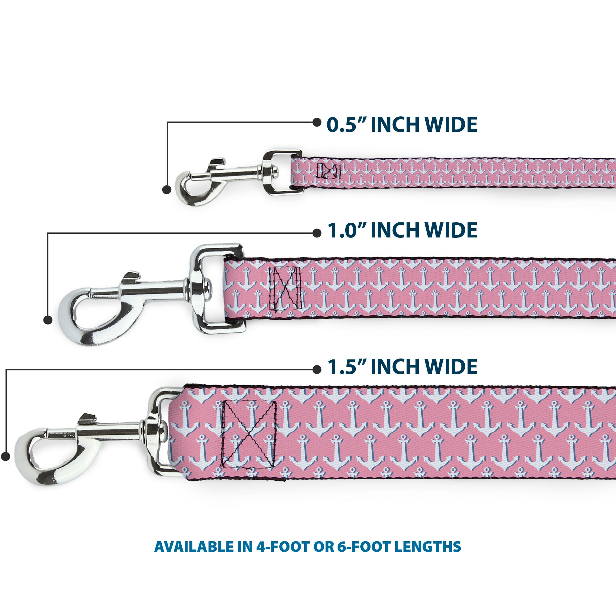 Dog Leash - Anchor2 Monogram Baby Pink/Baby Blue/White Dog Leashes Buckle-Down
