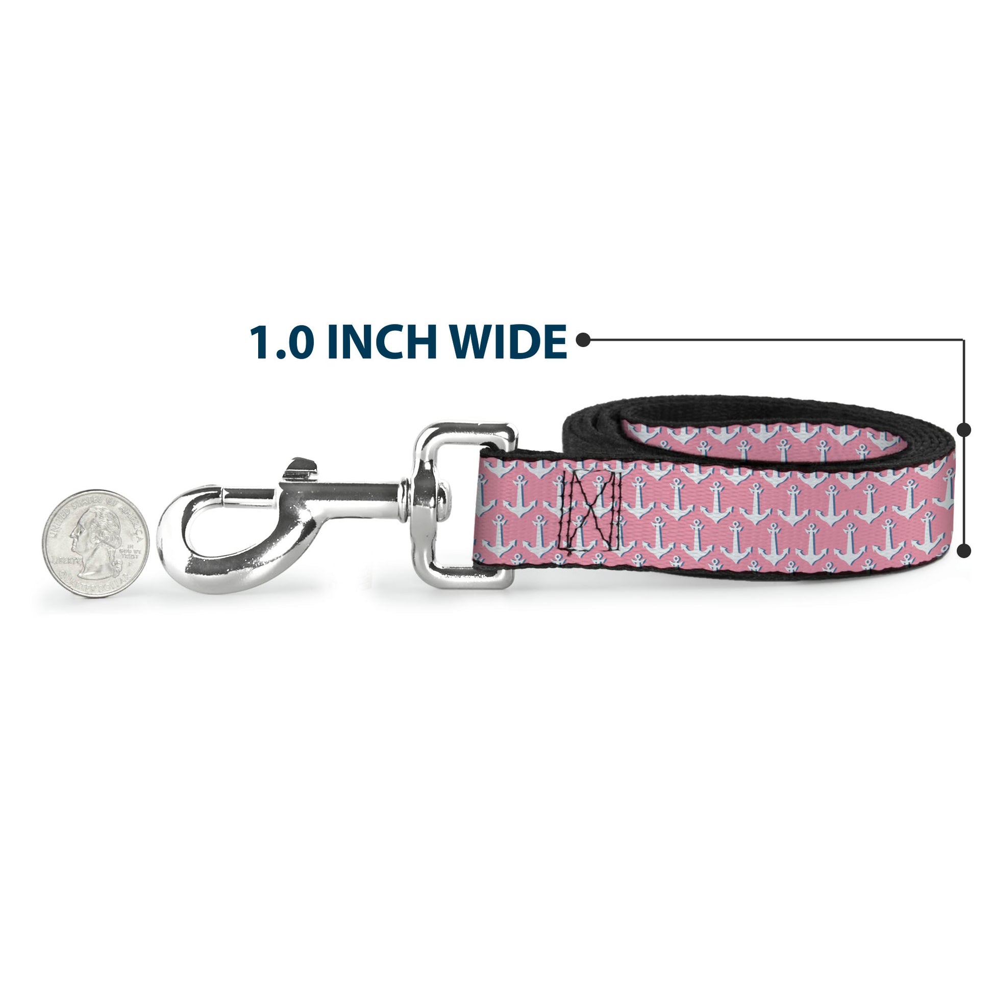 Dog Leash - Anchor2 Monogram Baby Pink/Baby Blue/White Dog Leashes Buckle-Down