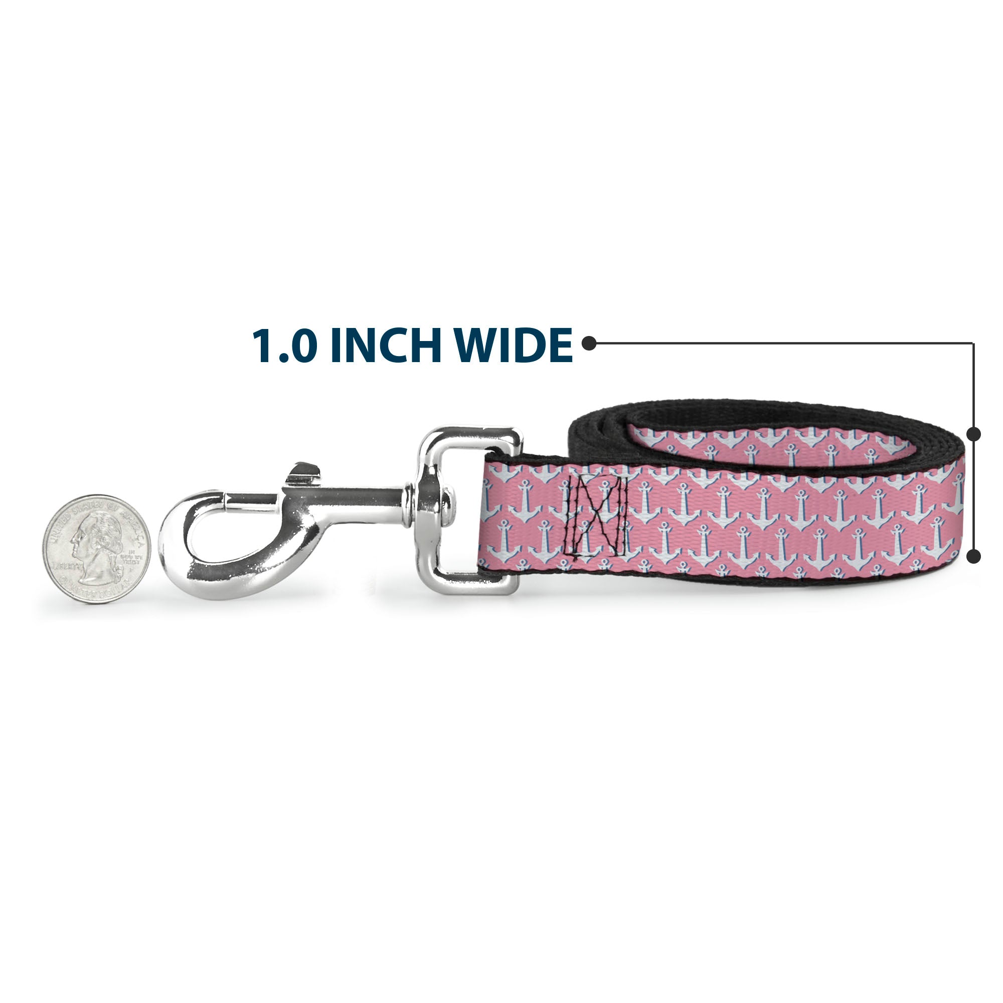 Dog Leash - Anchor2 Monogram Baby Pink/Baby Blue/White Dog Leashes Buckle-Down