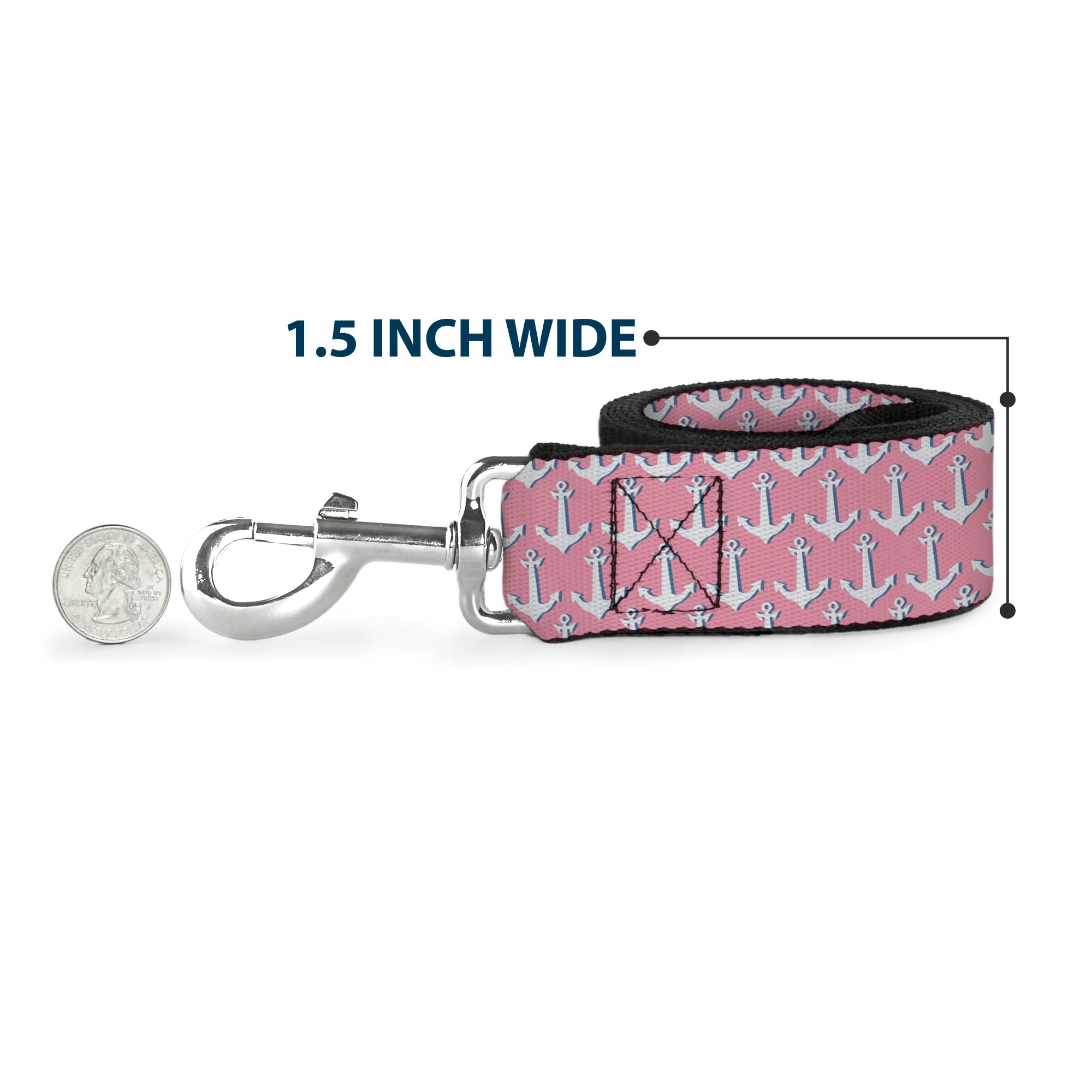 Dog Leash - Anchor2 Monogram Baby Pink/Baby Blue/White Dog Leashes Buckle-Down