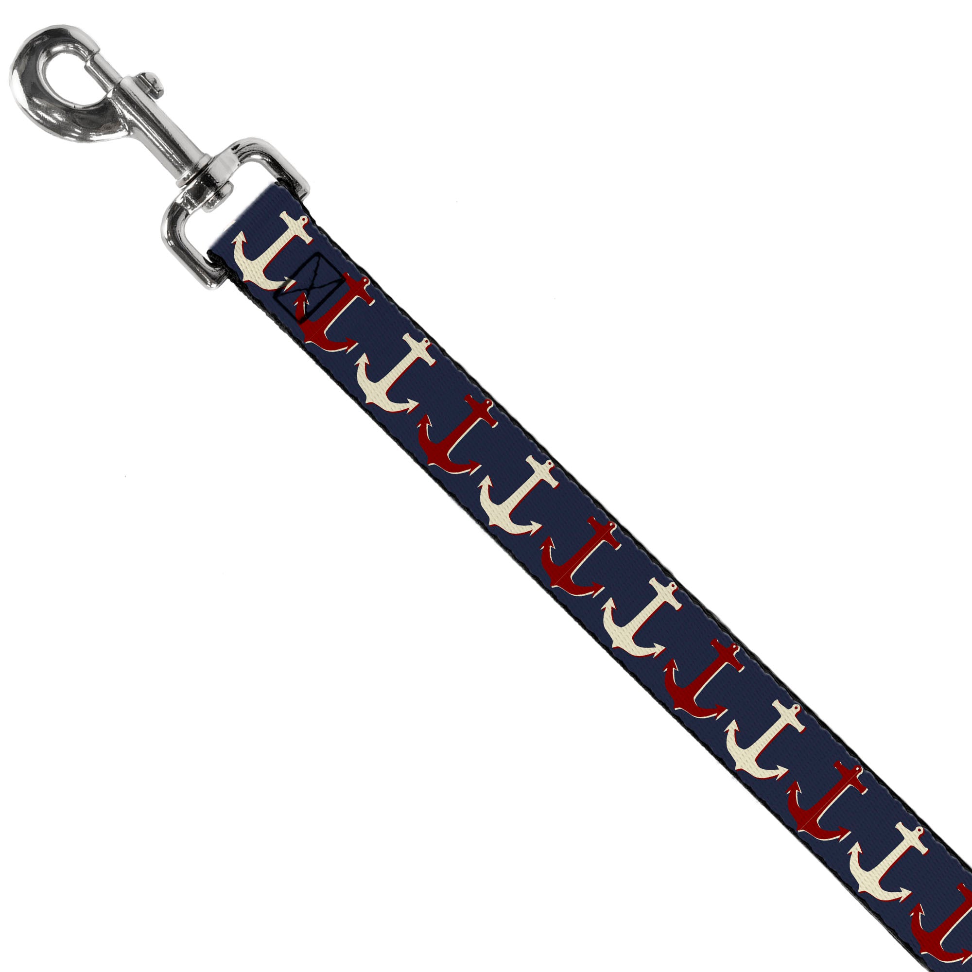 Dog Leash - Anchor3 CLOSE-UP Navy/Red/Cream Dog Leashes Buckle-Down