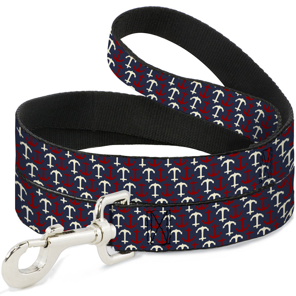 Dog Leash - Anchor3 Flip Navy/Red/Cream Dog Leashes Buckle-Down