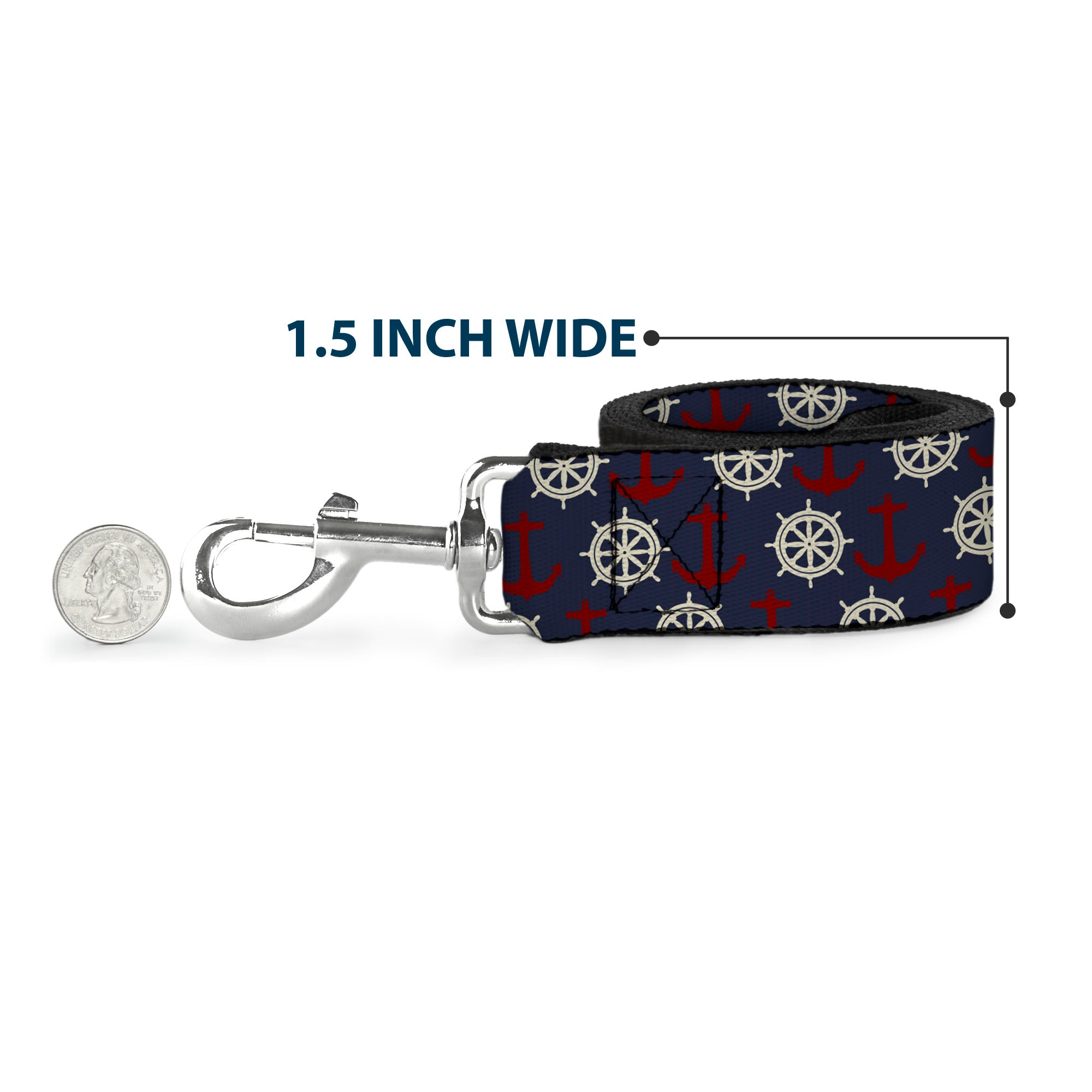 Dog Leash - Anchor3/Helm Monogram Navy/Red/Cream Dog Leashes Buckle-Down