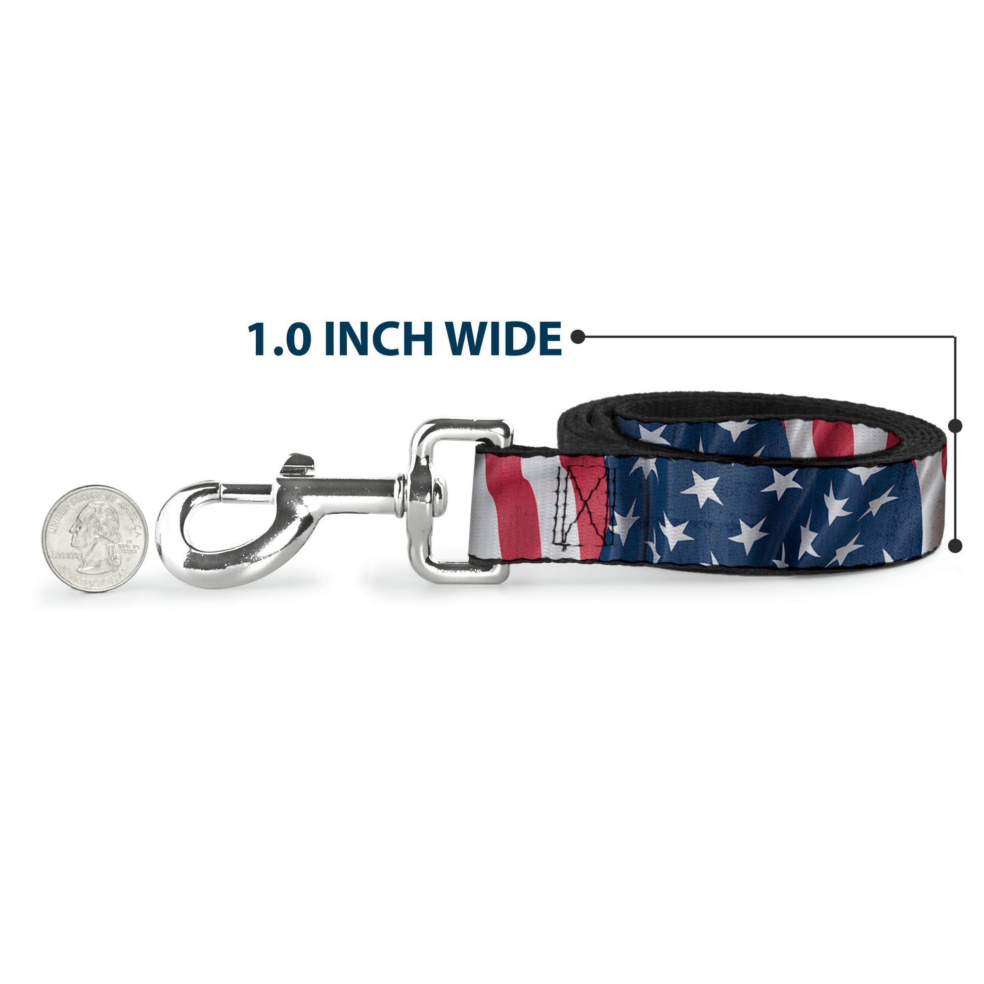 Dog Leash - American Flag Vertical CLOSE-UP Dog Leashes Buckle-Down