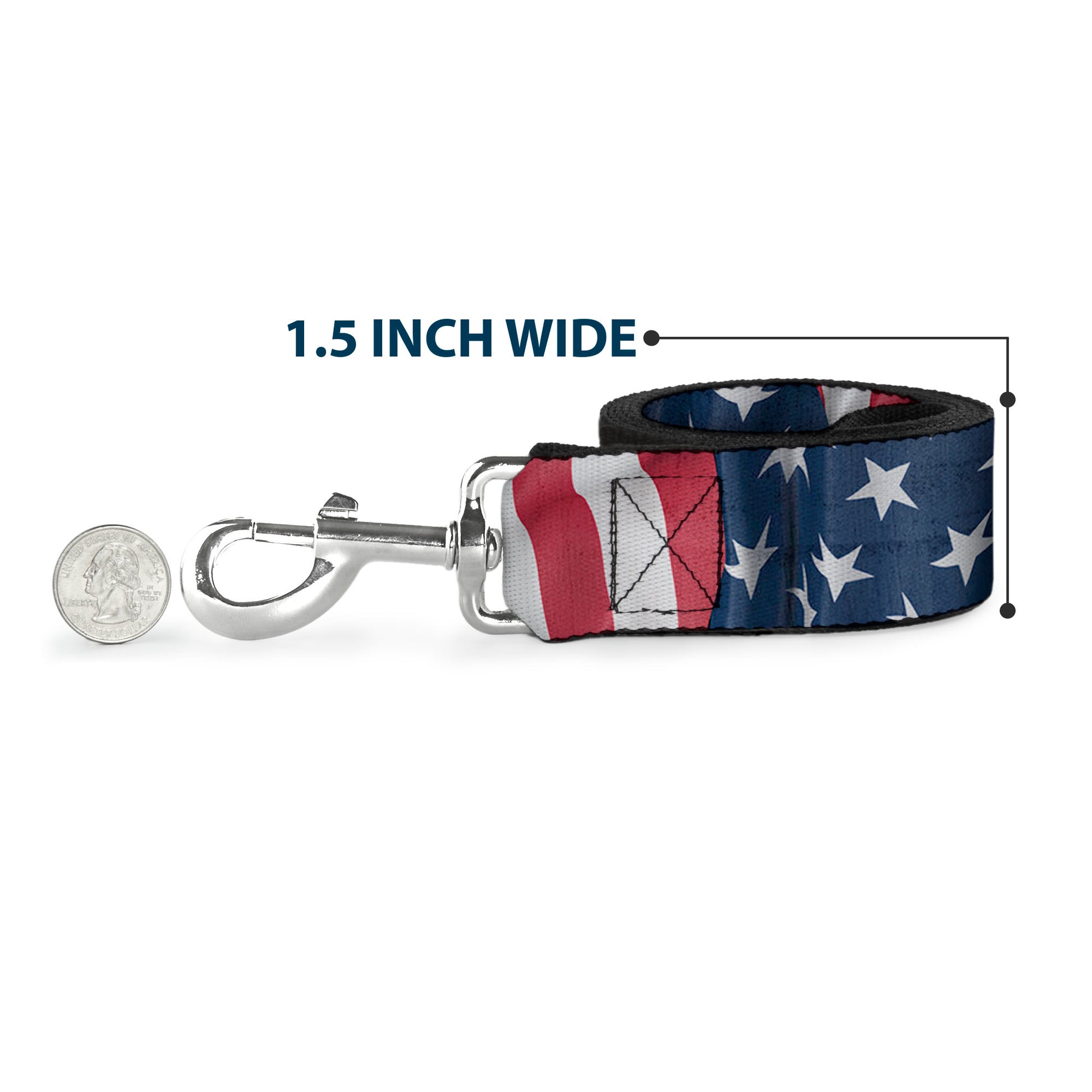 Dog Leash - American Flag Vertical CLOSE-UP Dog Leashes Buckle-Down