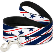 Dog Leash - Americana Diagonal Stars & Stripes White/Red/Blue Dog Leashes Buckle-Down