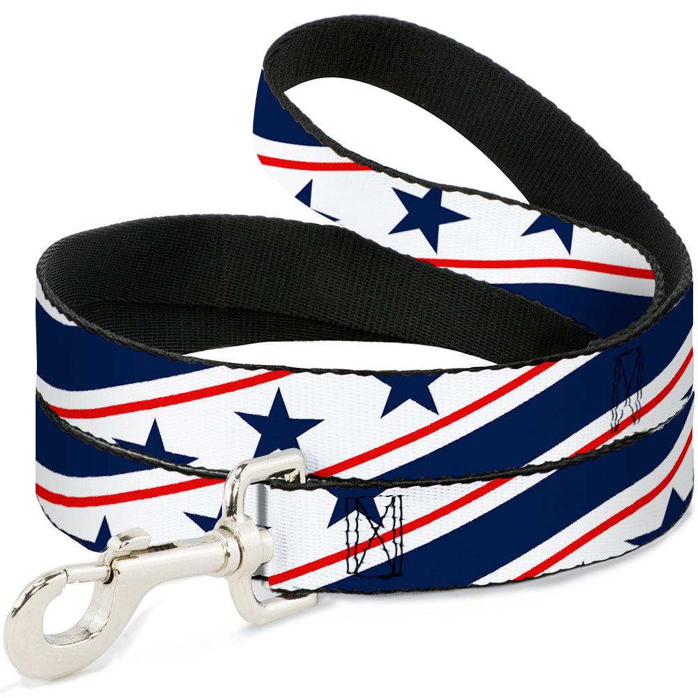 Dog Leash - Americana Diagonal Stars & Stripes White/Red/Blue Dog Leashes Buckle-Down