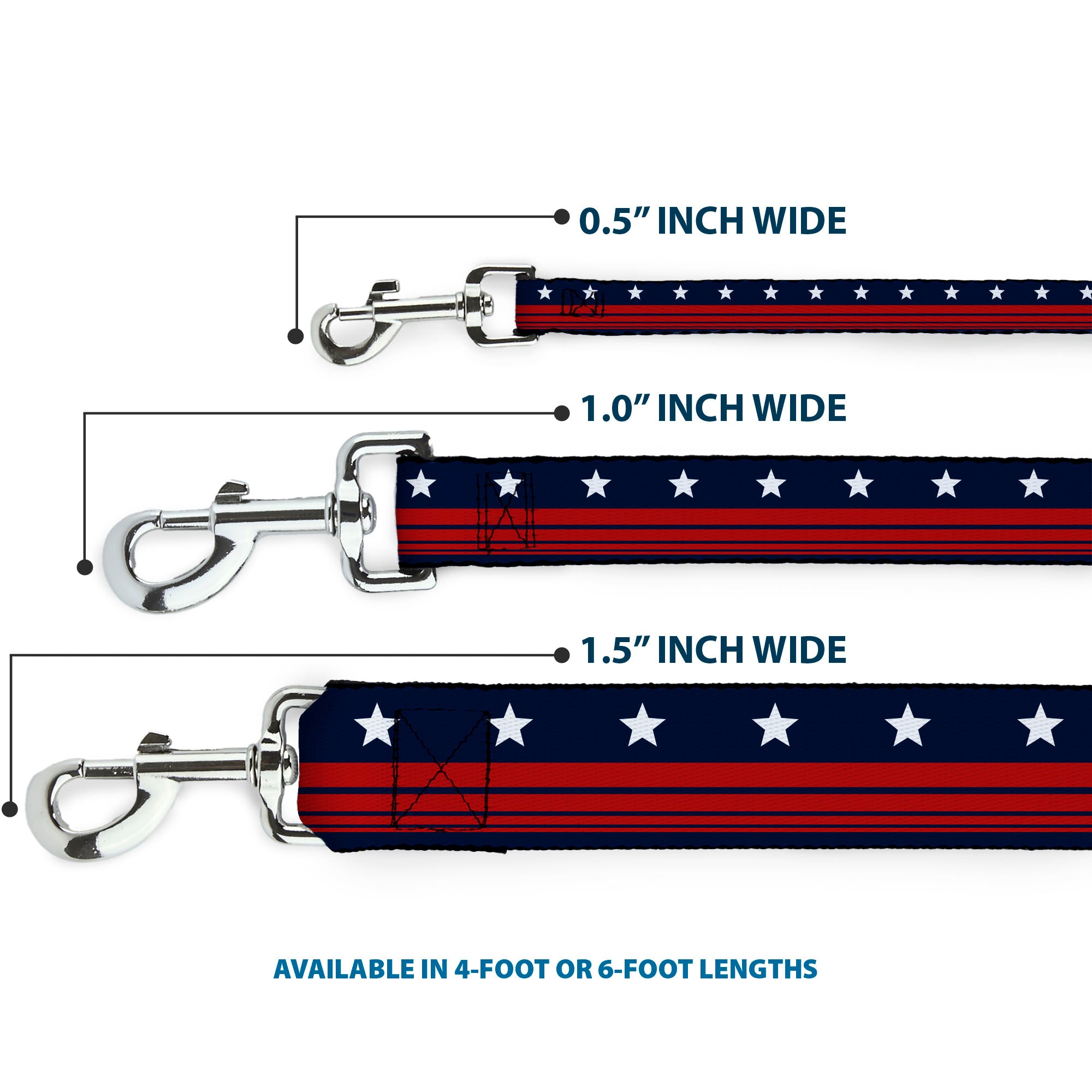Dog Leash - Americana Stars & Stripes4 Blue/White/Red Dog Leashes Buckle-Down