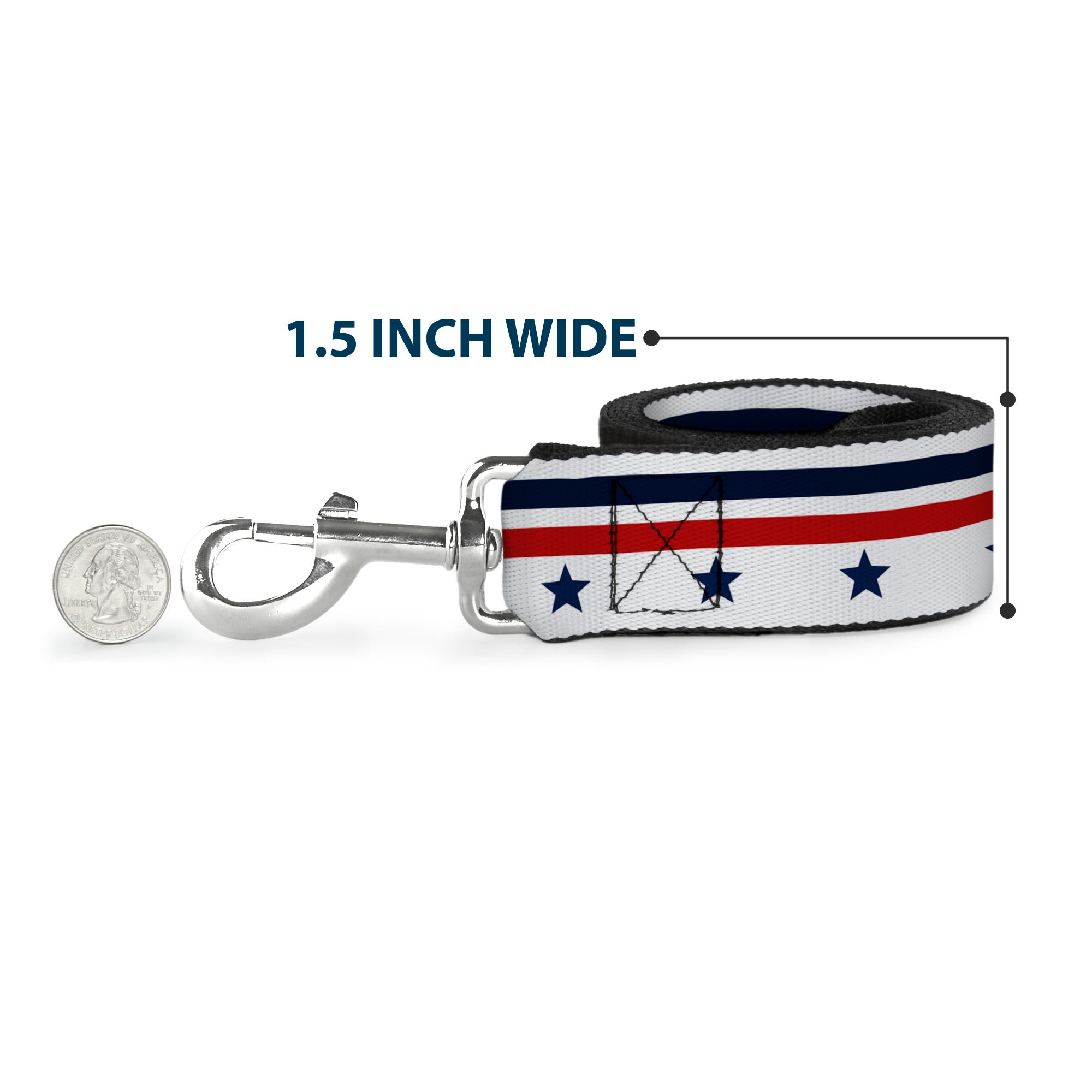 Dog Leash - Americana Stars & Stripes5 White/Blue/Red Dog Leashes Buckle-Down