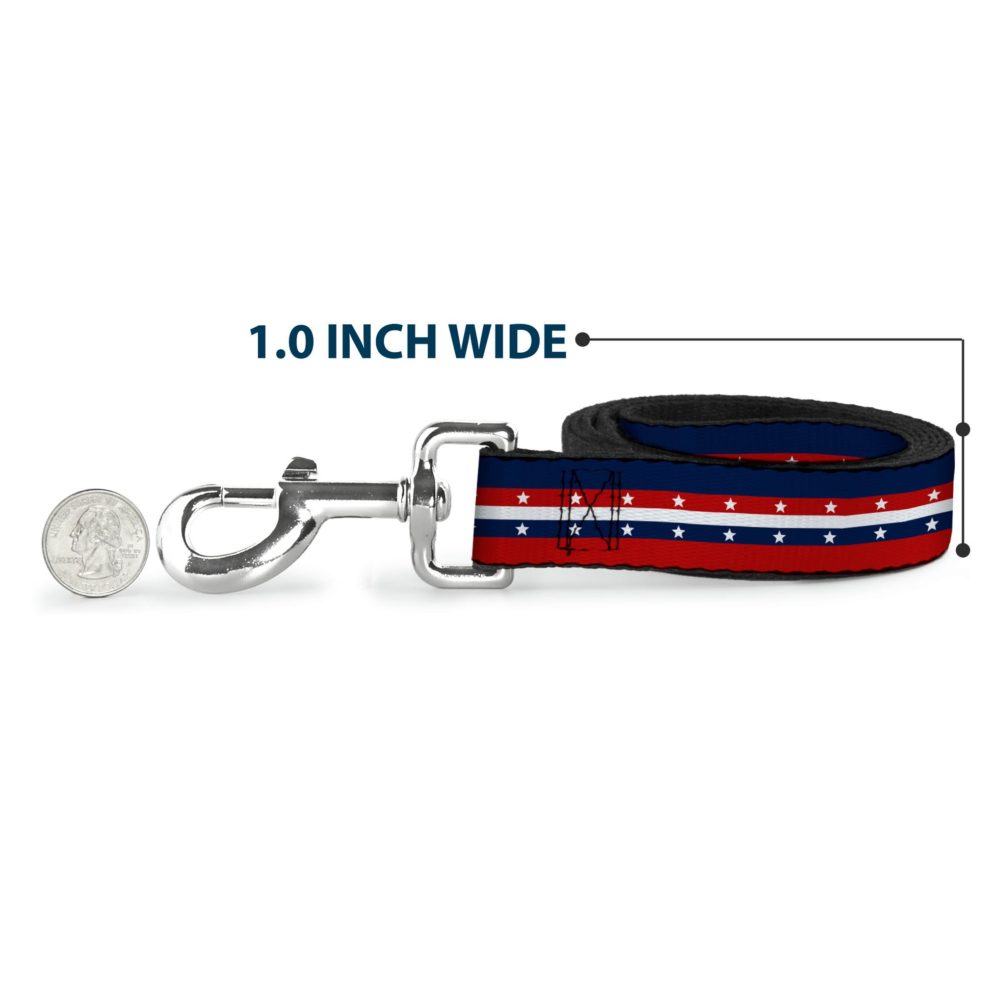 Dog Leash - Americana Stripe w/Stars Blue/Red/White Dog Leashes Buckle-Down