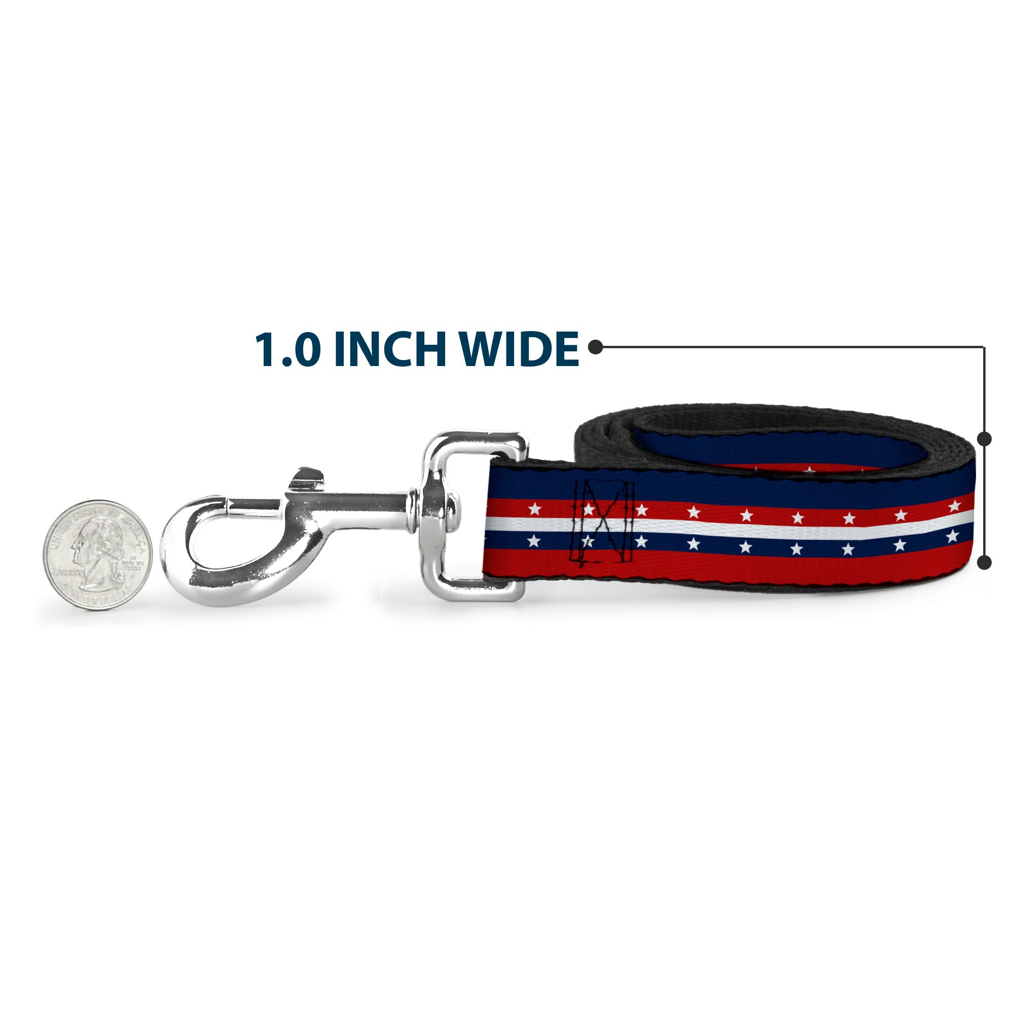 Dog Leash - Americana Stripe w/Stars Blue/Red/White Dog Leashes Buckle-Down