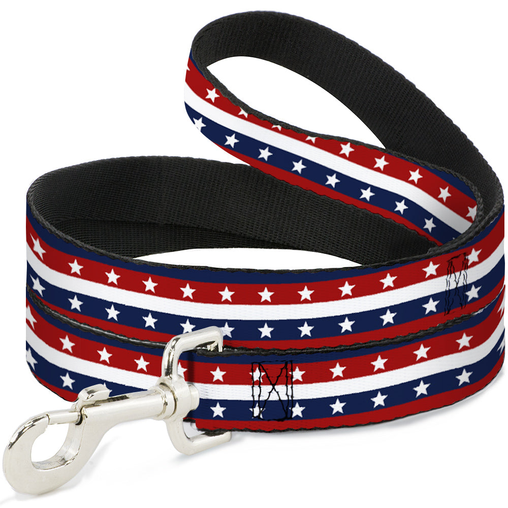 Dog Leash - Americana Stripe w/Stars Blue/Red/White Dog Leashes Buckle-Down