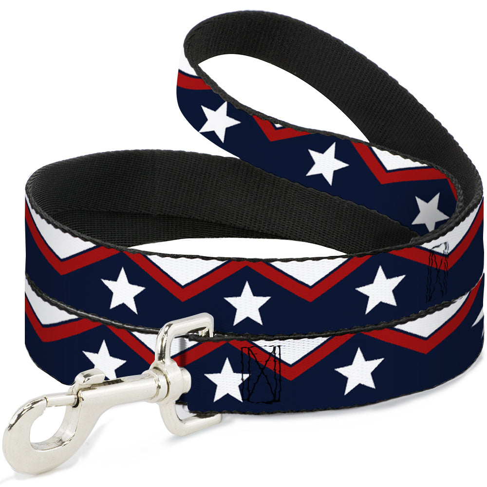 Dog Leash - American Chevron & Stripes White/Red/Blue Dog Leashes Buckle-Down