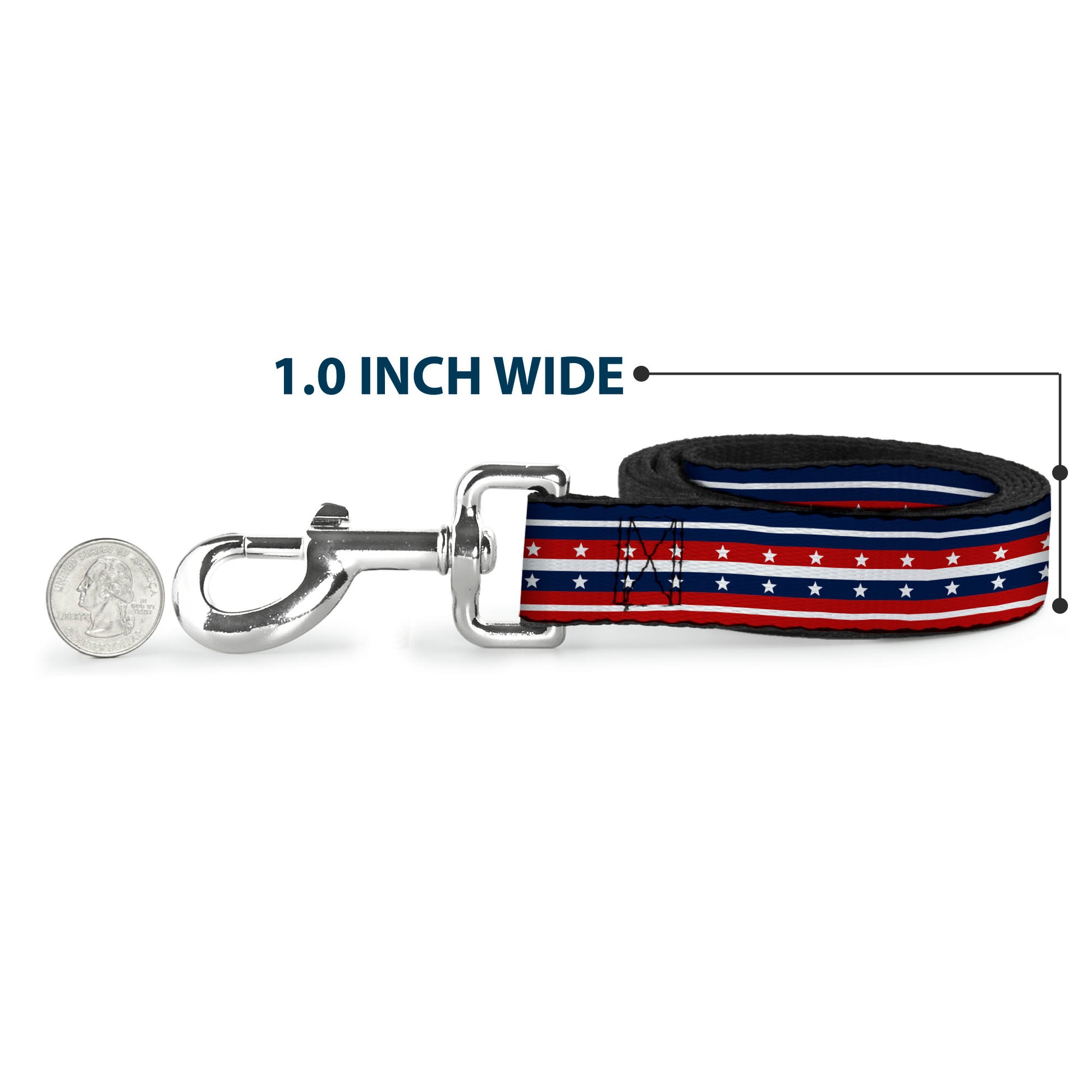 Dog Leash - Americana Stripe w/Stars2 Blue/Red/White Dog Leashes Buckle-Down