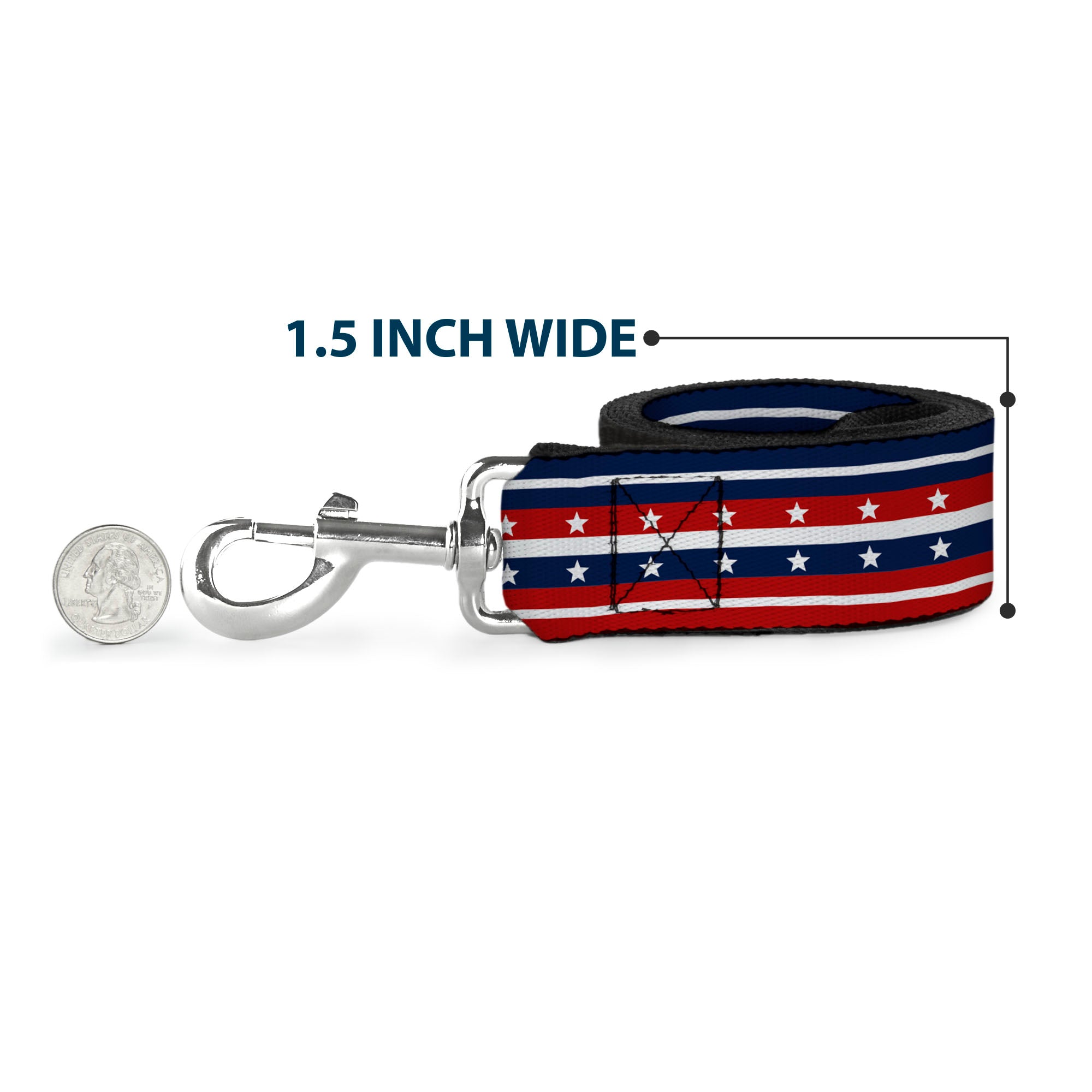 Dog Leash - Americana Stripe w/Stars2 Blue/Red/White Dog Leashes Buckle-Down