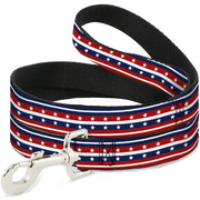Dog Leash - Americana Stripe w/Stars2 Blue/Red/White Dog Leashes Buckle-Down