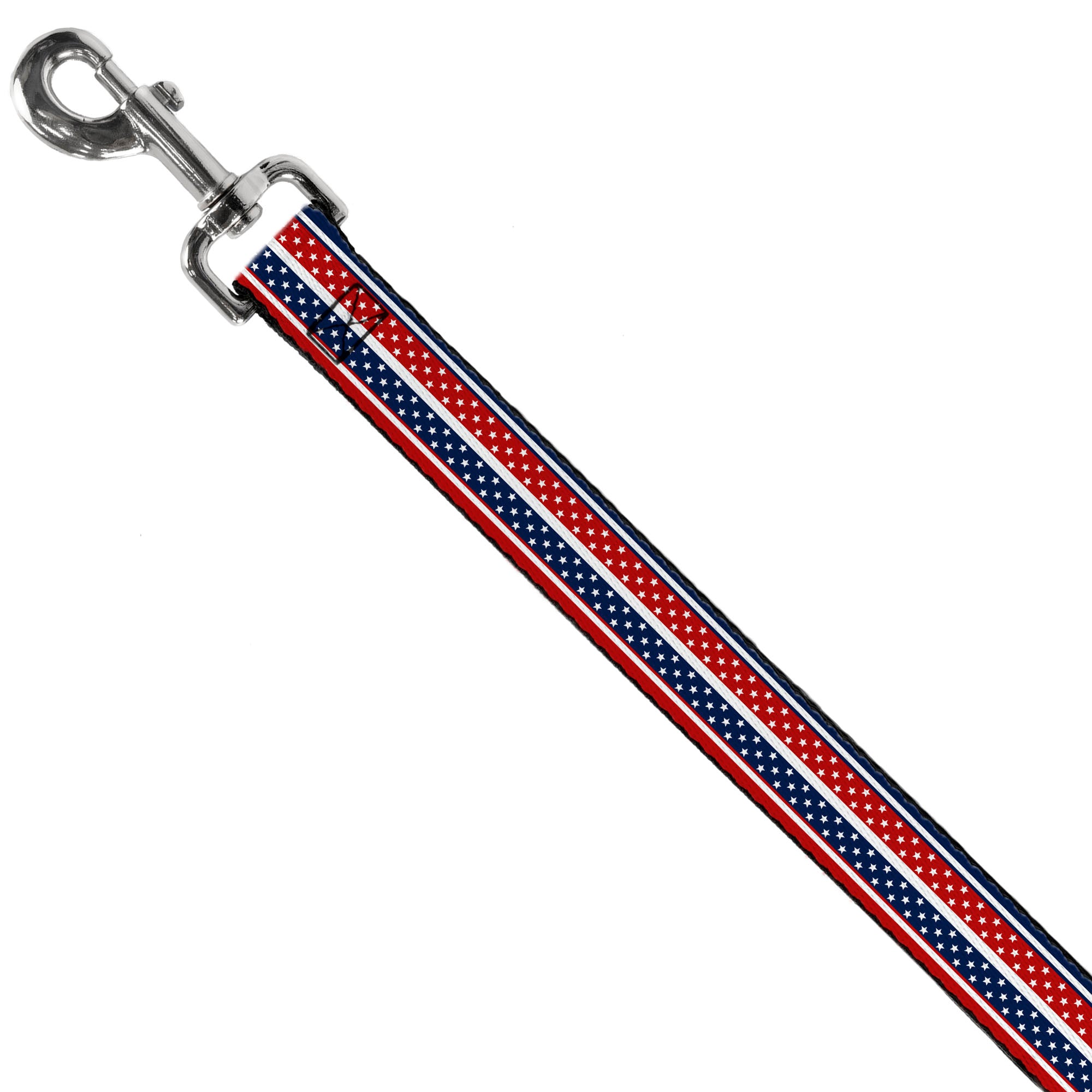 Dog Leash - Americana Stripe w/Mini Stars Blue/Red/White Dog Leashes Buckle-Down