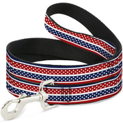 Dog Leash - Americana Stripe w/Mini Stars Blue/Red/White Dog Leashes Buckle-Down