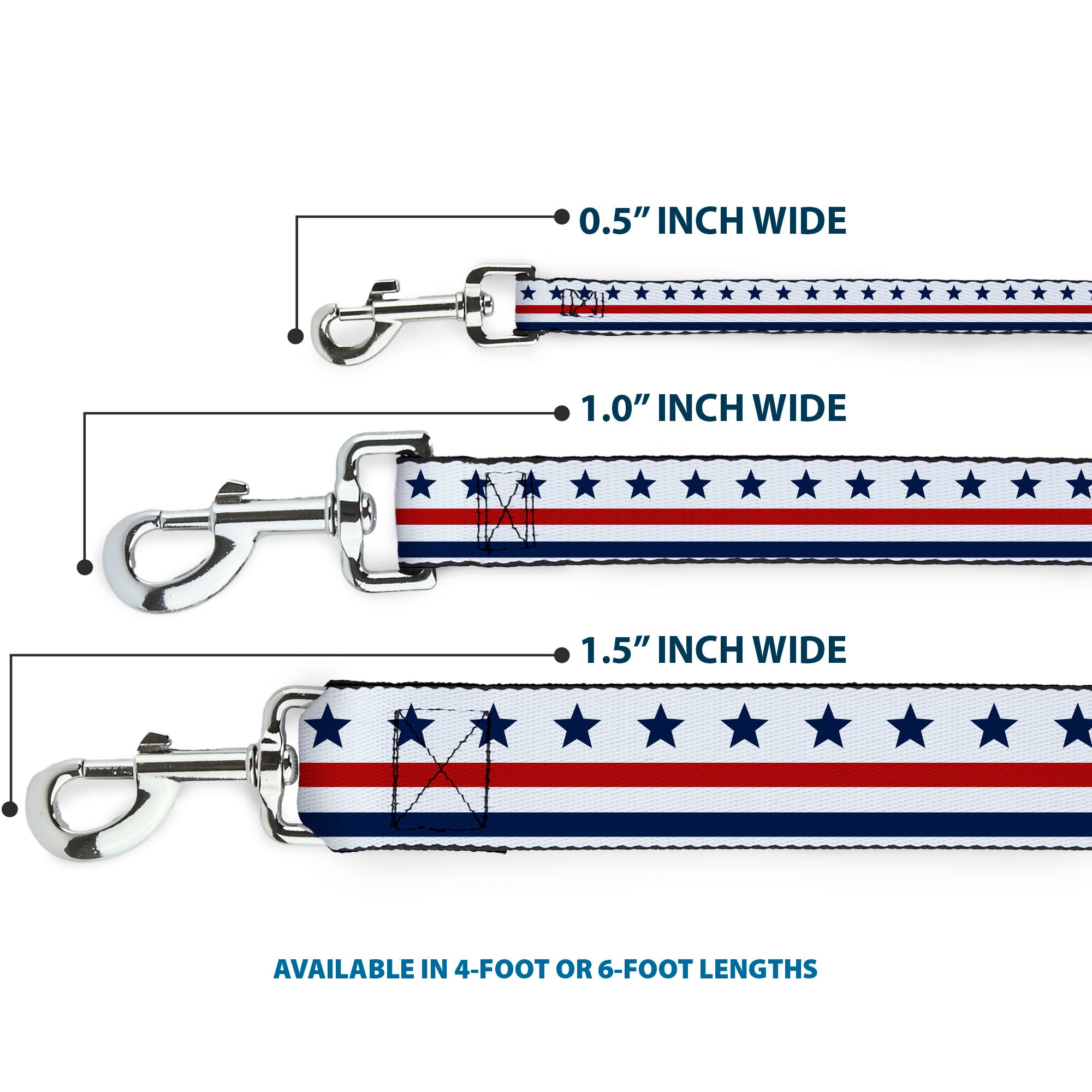 Dog Leash - Americana Stars & Stripes7 White/Blue/Red Dog Leashes Buckle-Down
