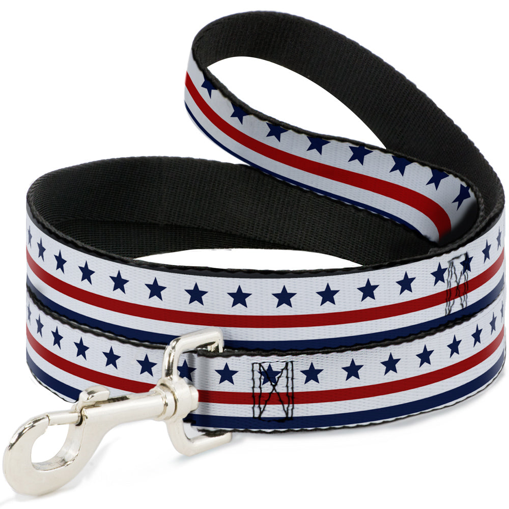 Dog Leash - Americana Stars & Stripes7 White/Blue/Red Dog Leashes Buckle-Down
