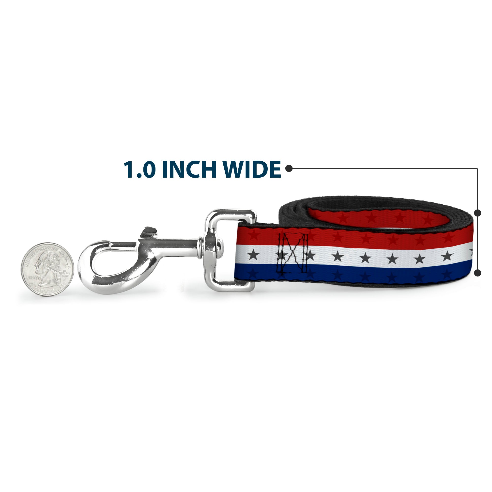 Dog Leash - Americana Star Stripes Red/White/Blue Dog Leashes Buckle-Down