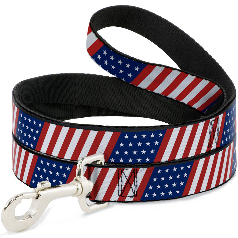 Dog Leash - American Flag Diagonal Dog Leashes Buckle-Down