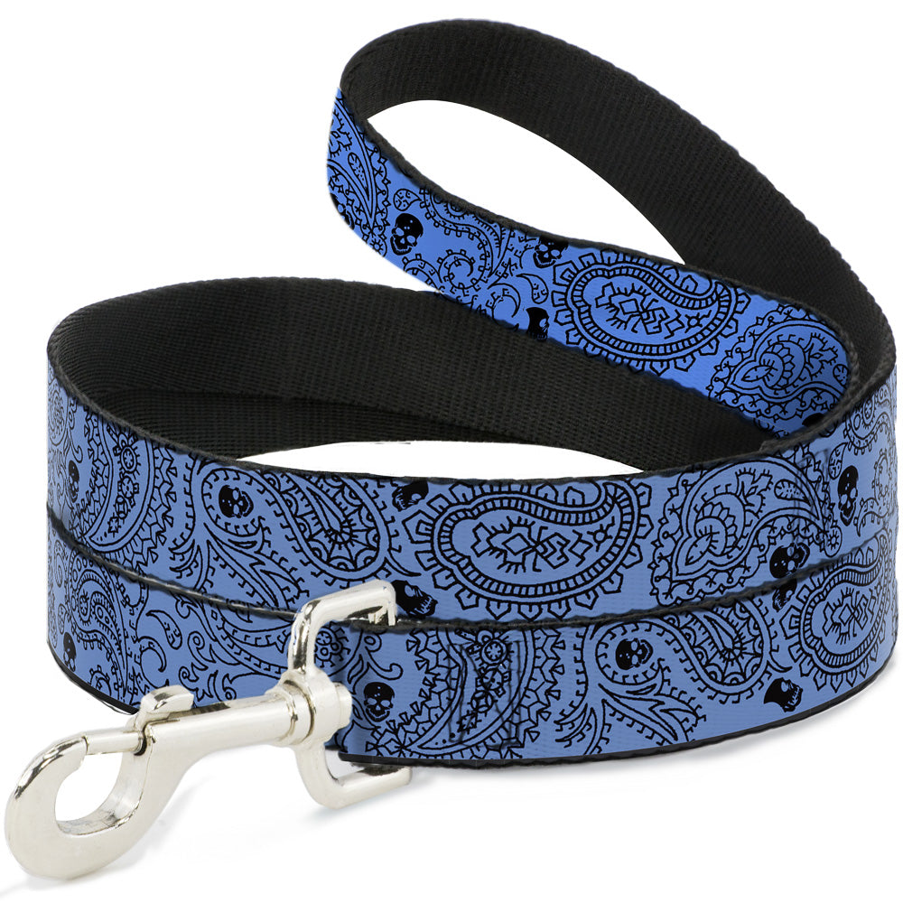 Dog Leash - Bandana/Skulls Baby Blue/Black Dog Leashes Buckle-Down