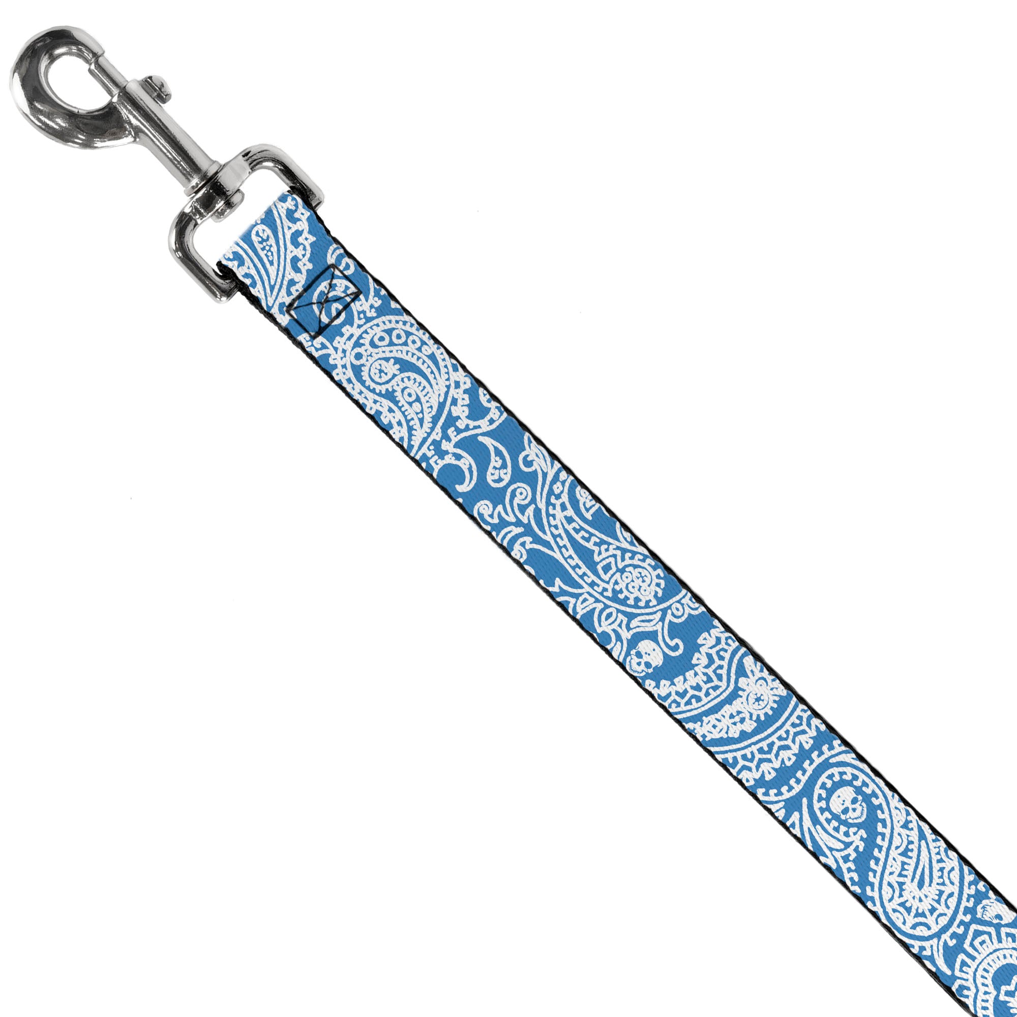 Dog Leash - Bandana/Skulls Baby Blue/White Dog Leashes Buckle-Down